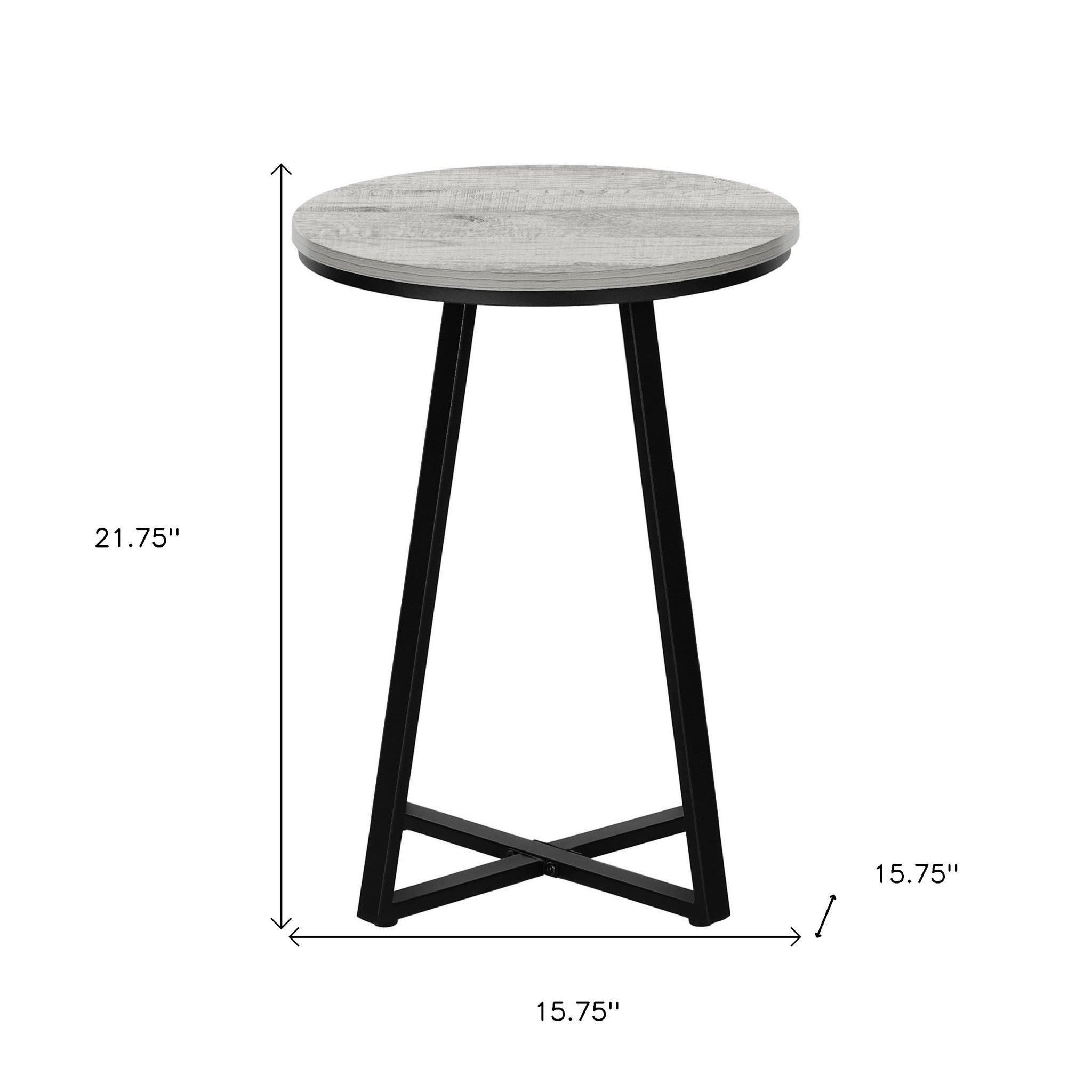 22" Black And Gray Round End Table