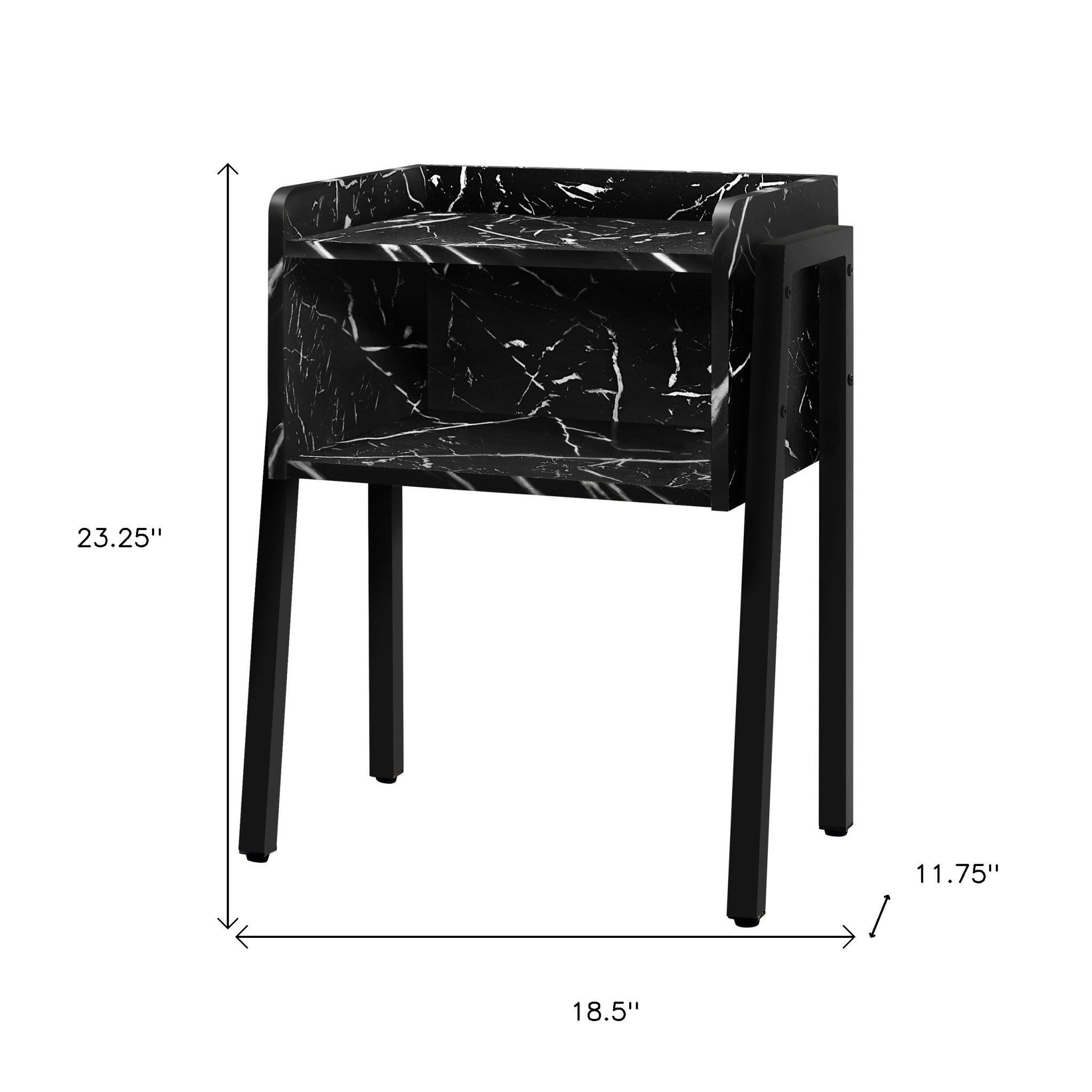 23" Black End Table With Shelf