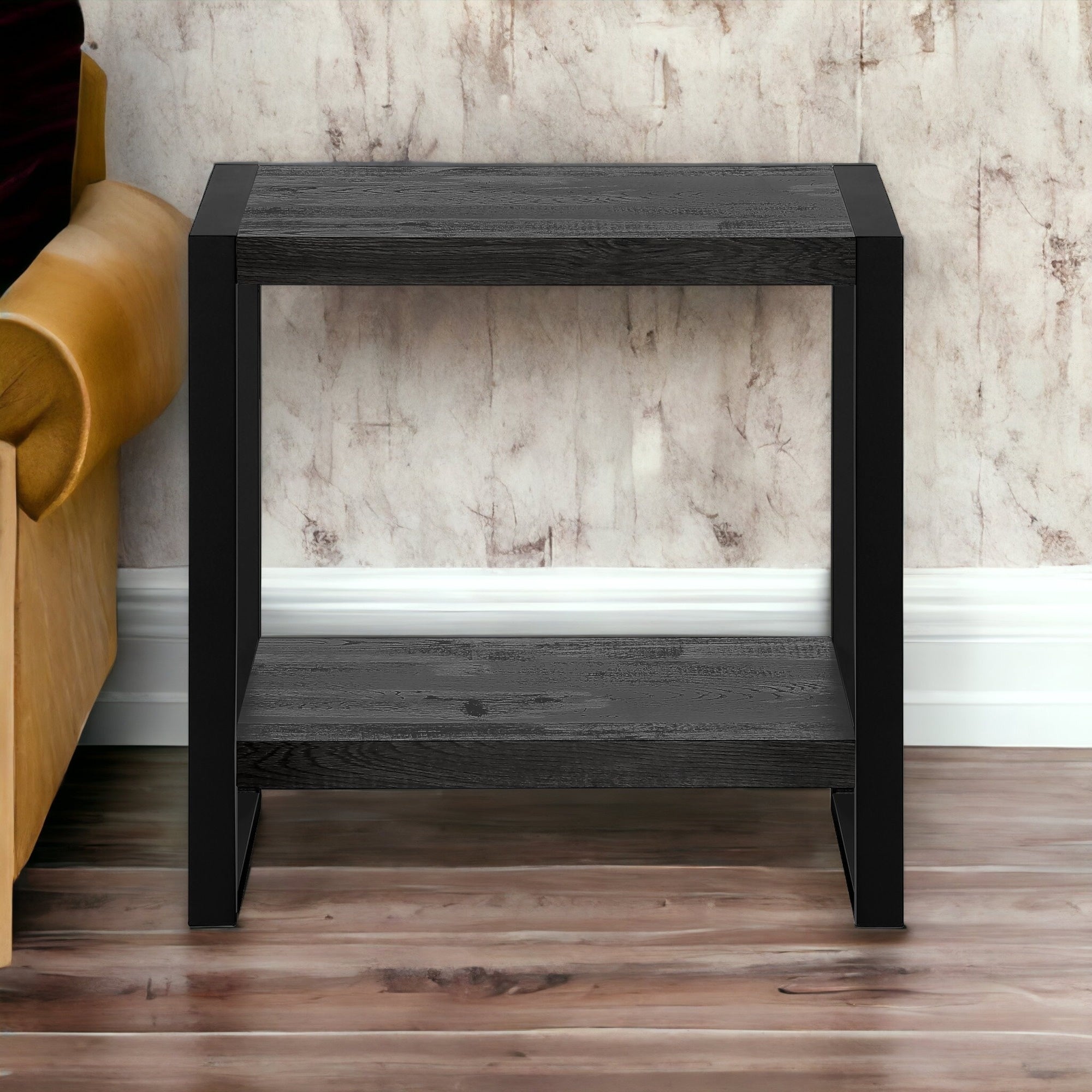 24" Black End Table With Shelf