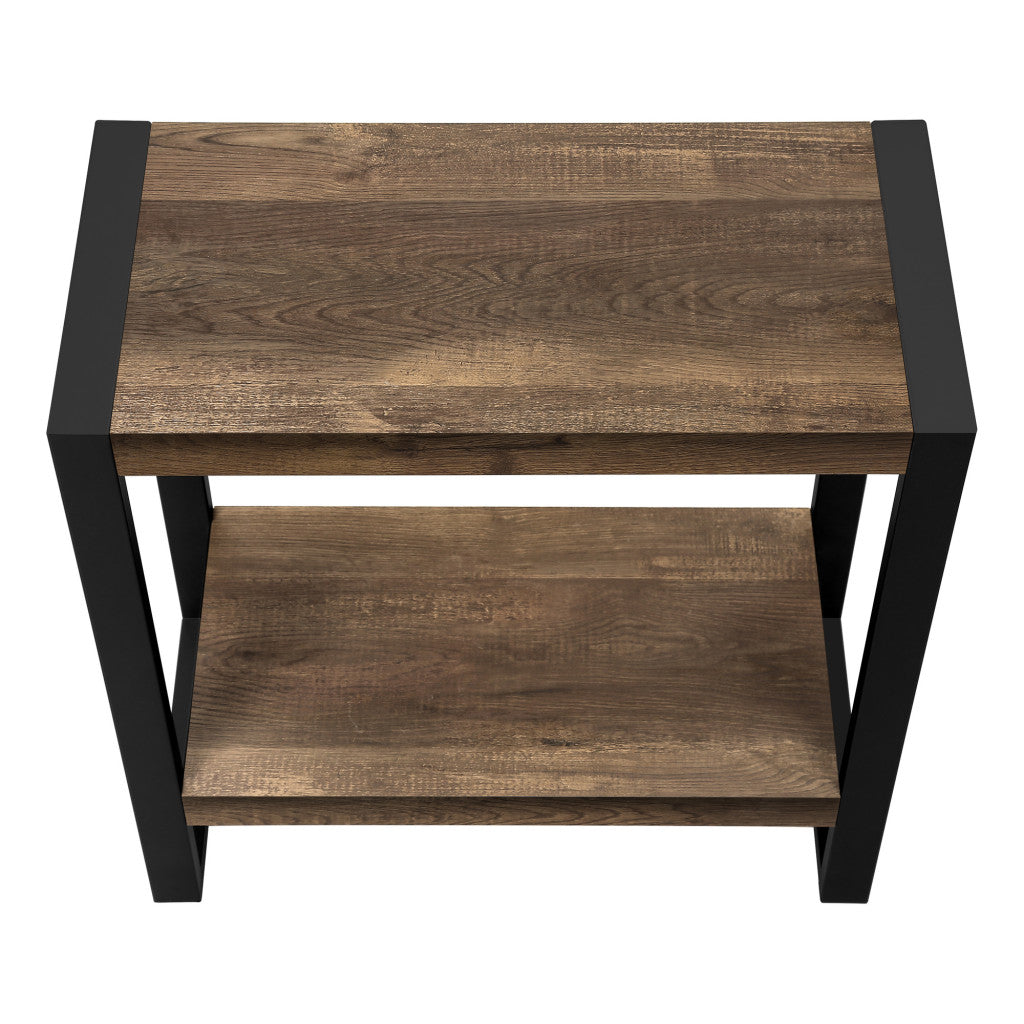 24" Black And Brown End Table With Shelf