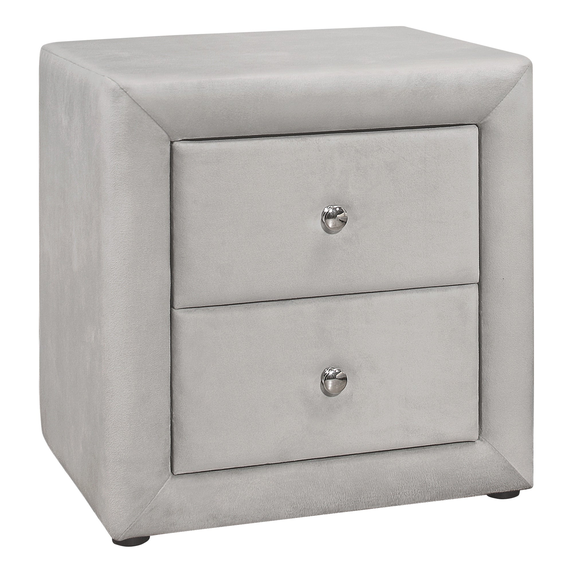 21" Light Gray Velvet Two Drawer Nightstand