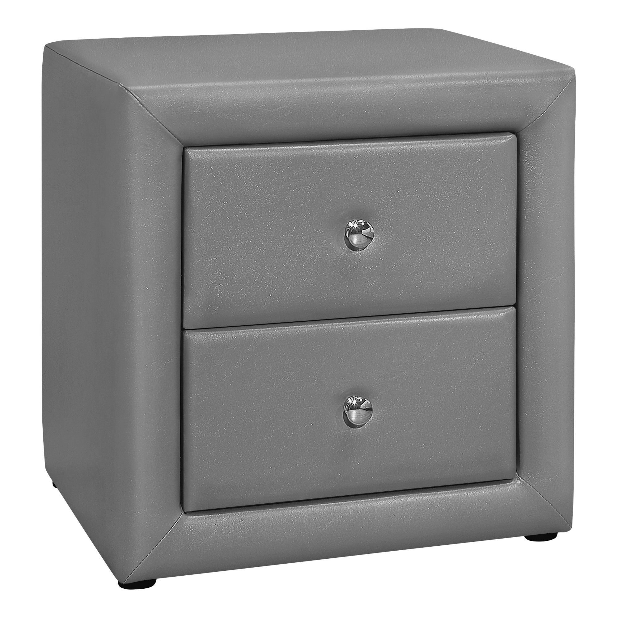 21" Gray Faux Leather Two Drawer Nightstand