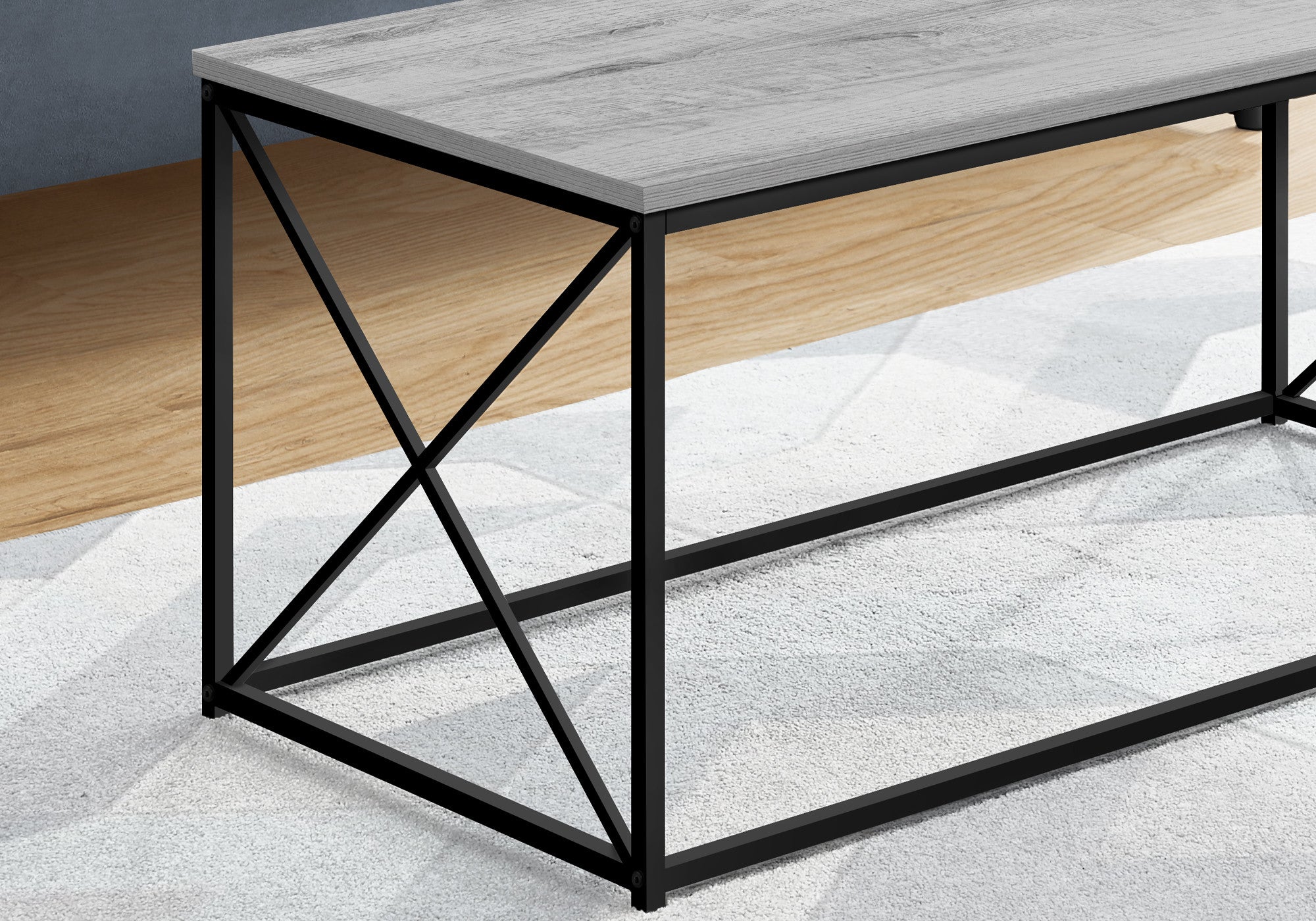 41" Gray And Black Metal Coffee Table