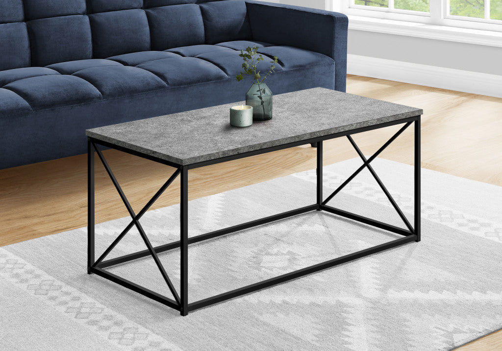 41" Gray And Black Metal Coffee Table