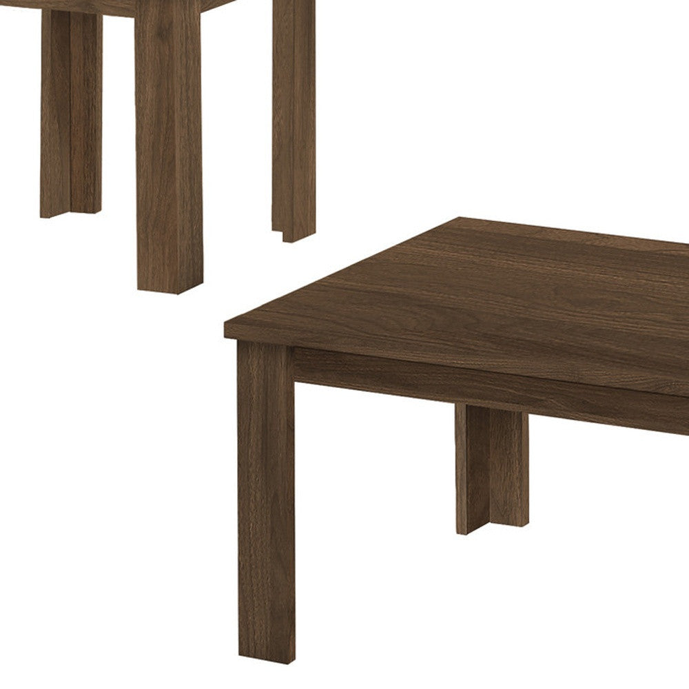 Set Of Three 44" Dark Brown Rectangular Coffee Table