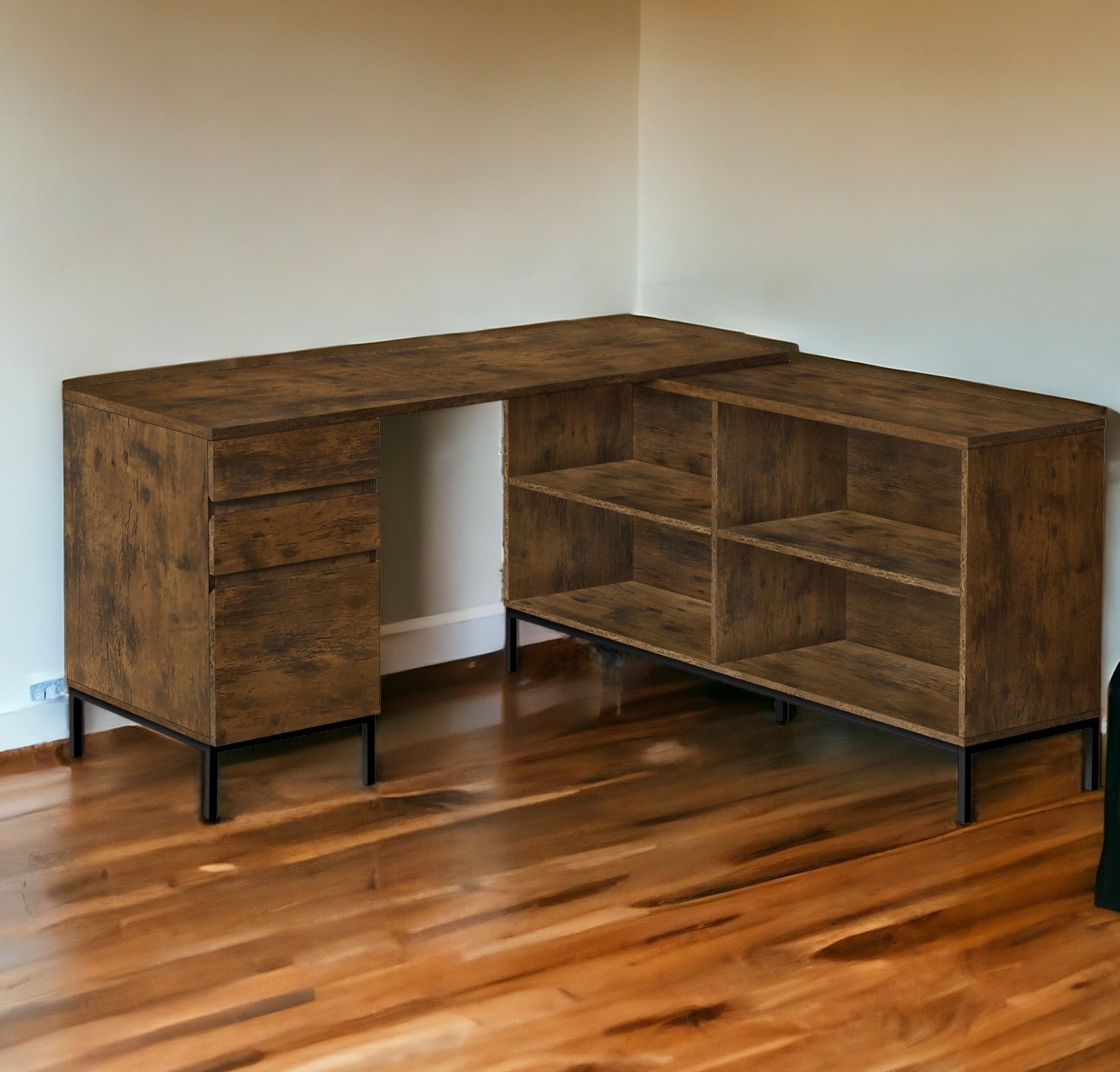 60" Brown And Black Computer Desk