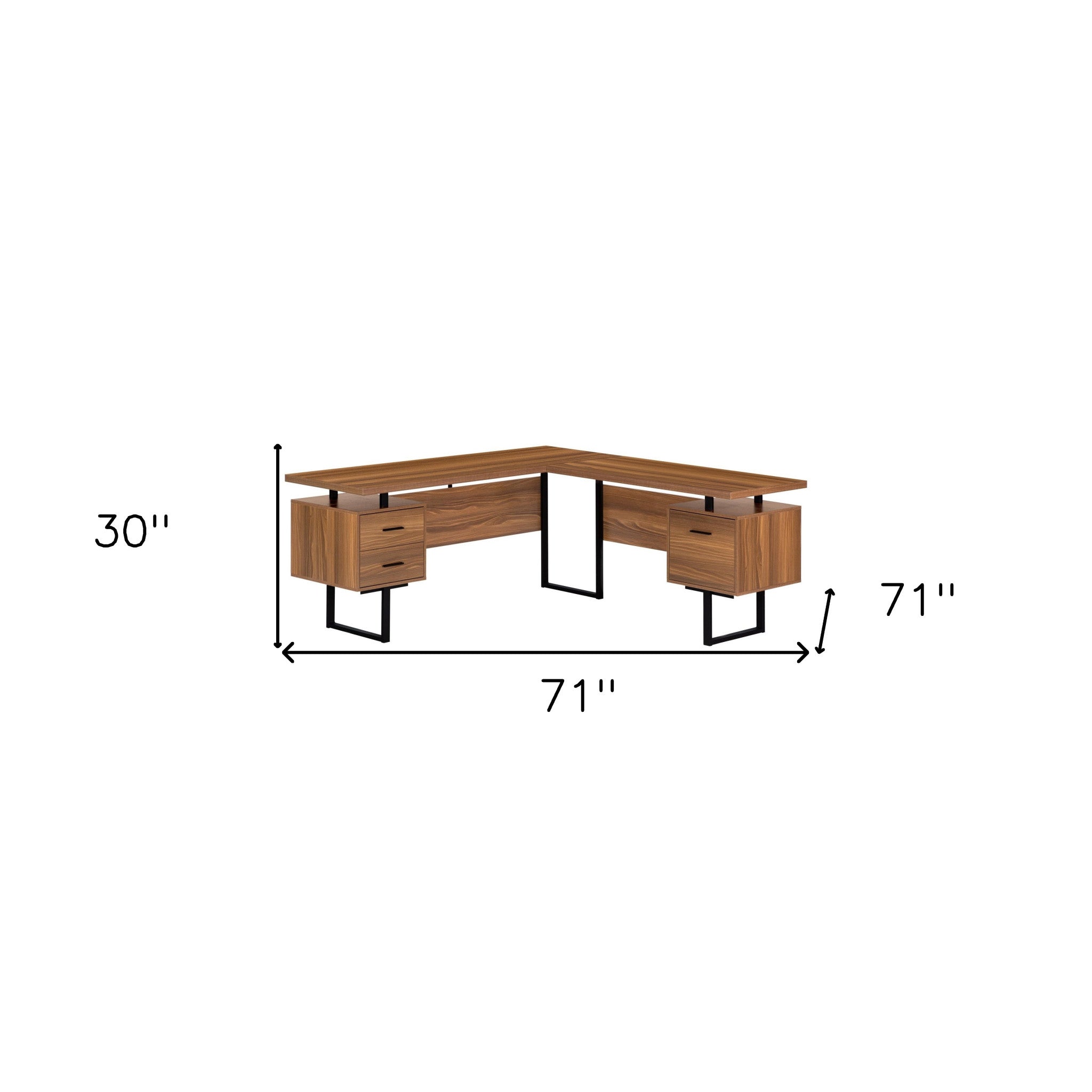 71" Brown And Black L Shape Computer Desk