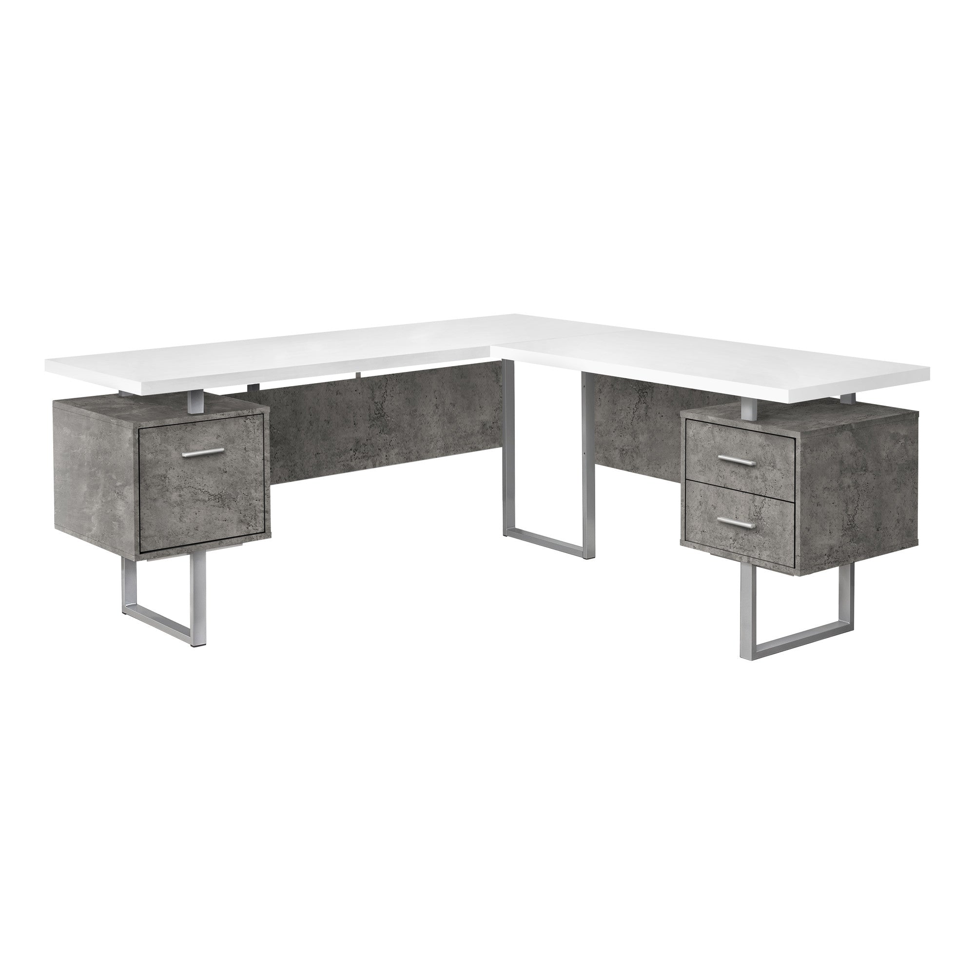 71" White And Gray L Shape Computer Desk