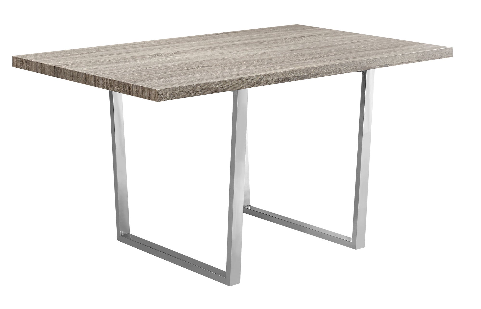 59" Taupe And Silver Metal Dining Table