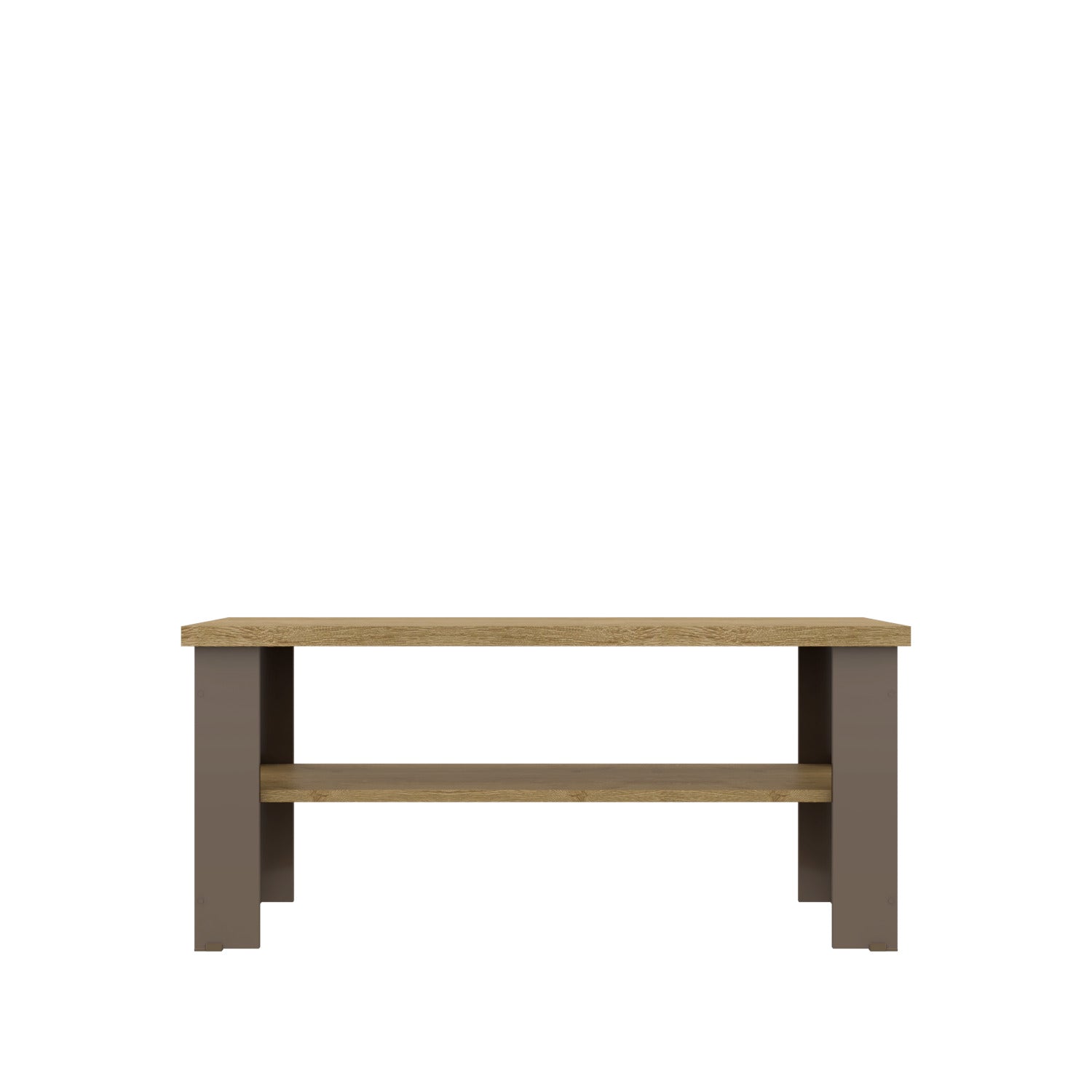 35" Natural And Brown Coffee Table With Shelf