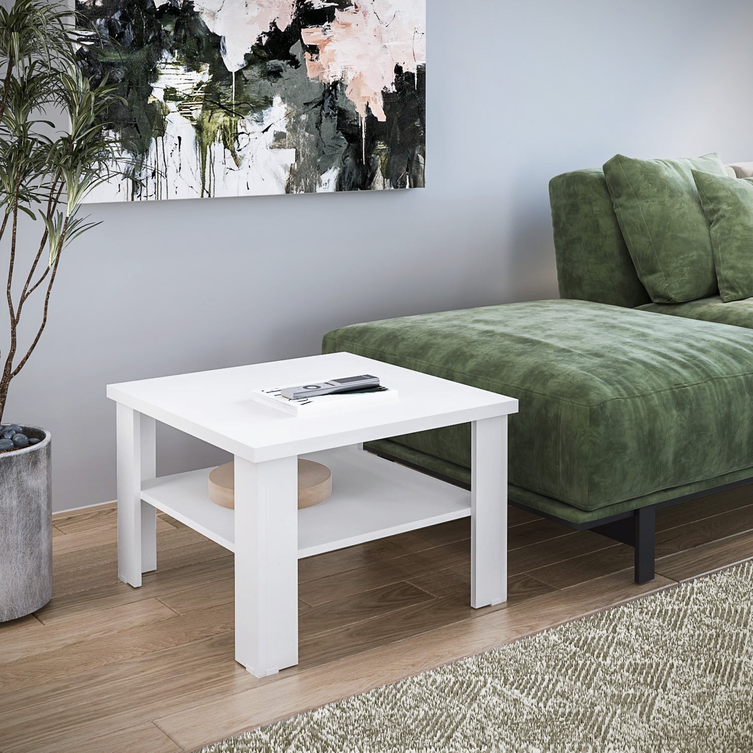 36" White End Table