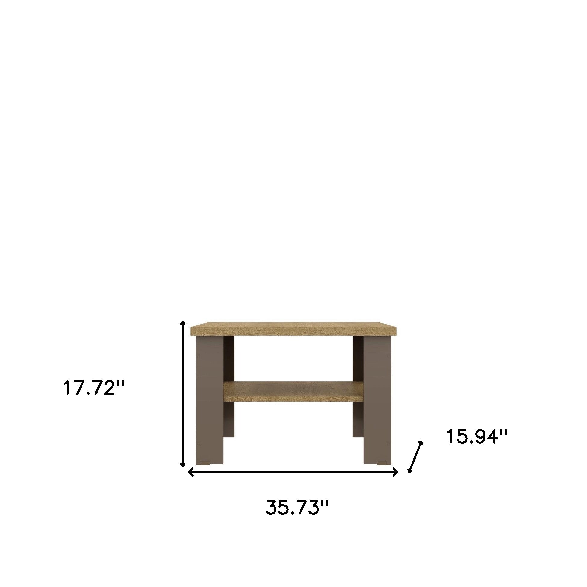 36" Brown And Natural End Table