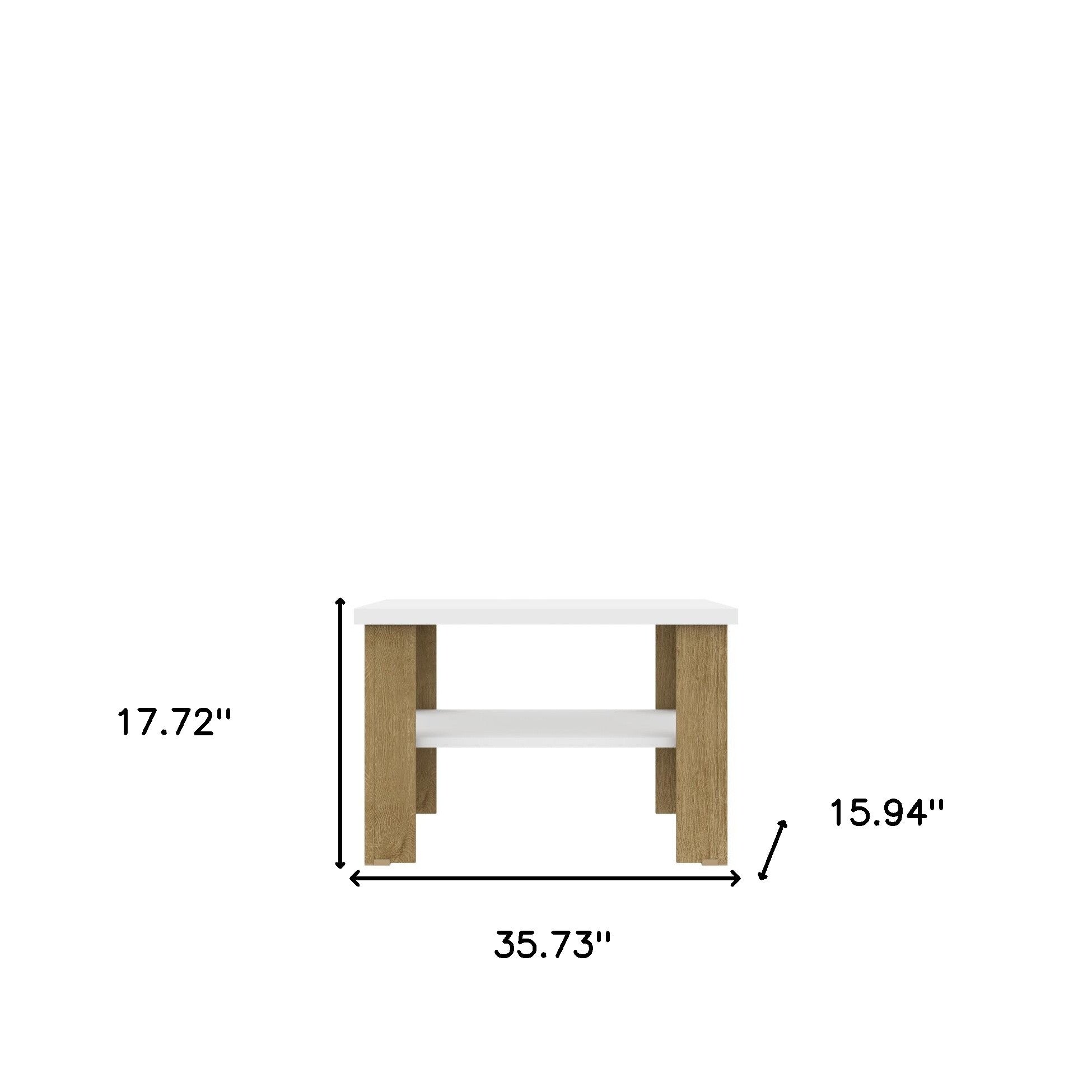 36" Natural And White End Table