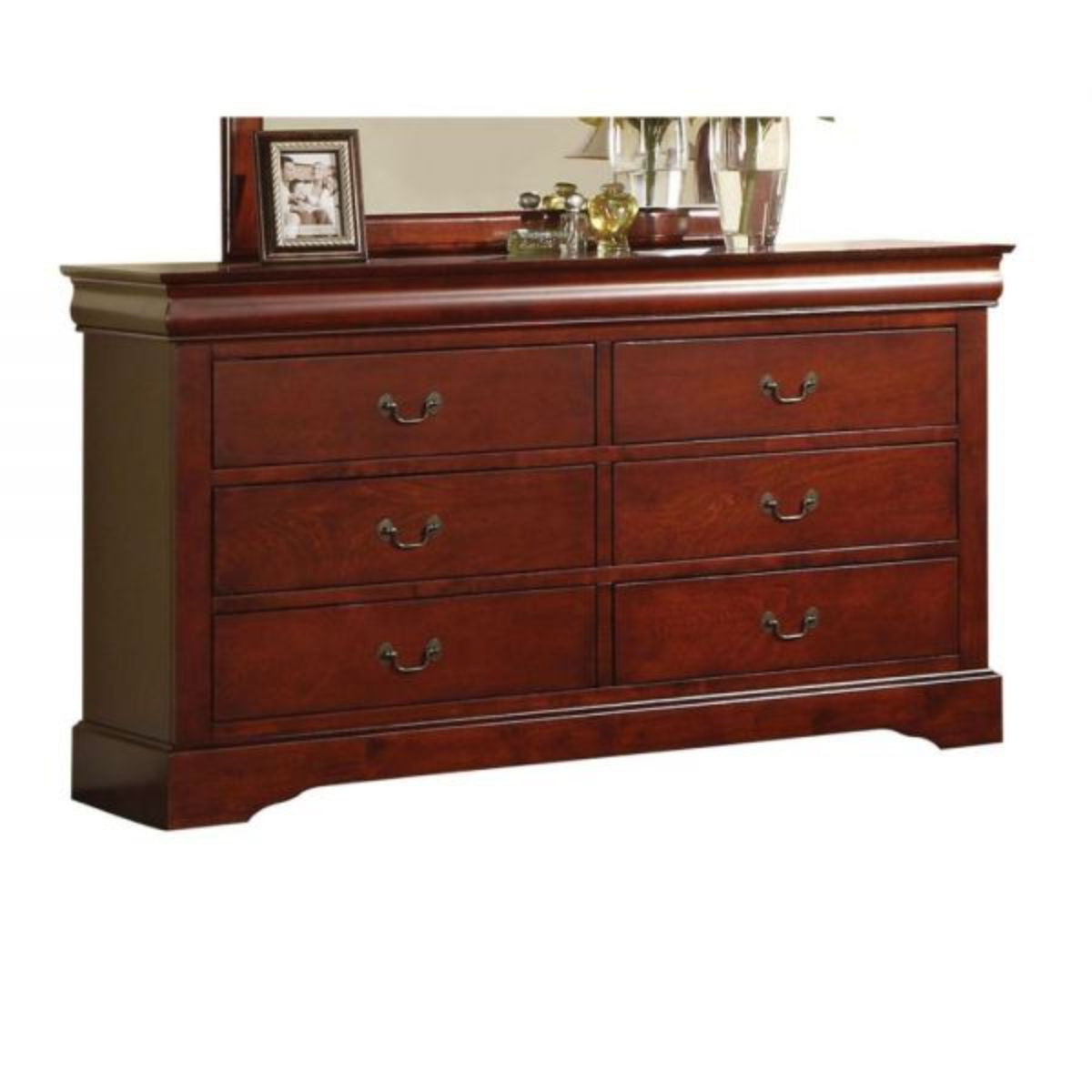 60" Brown Solid and Manufactured Wood Six Drawer Double Dresser