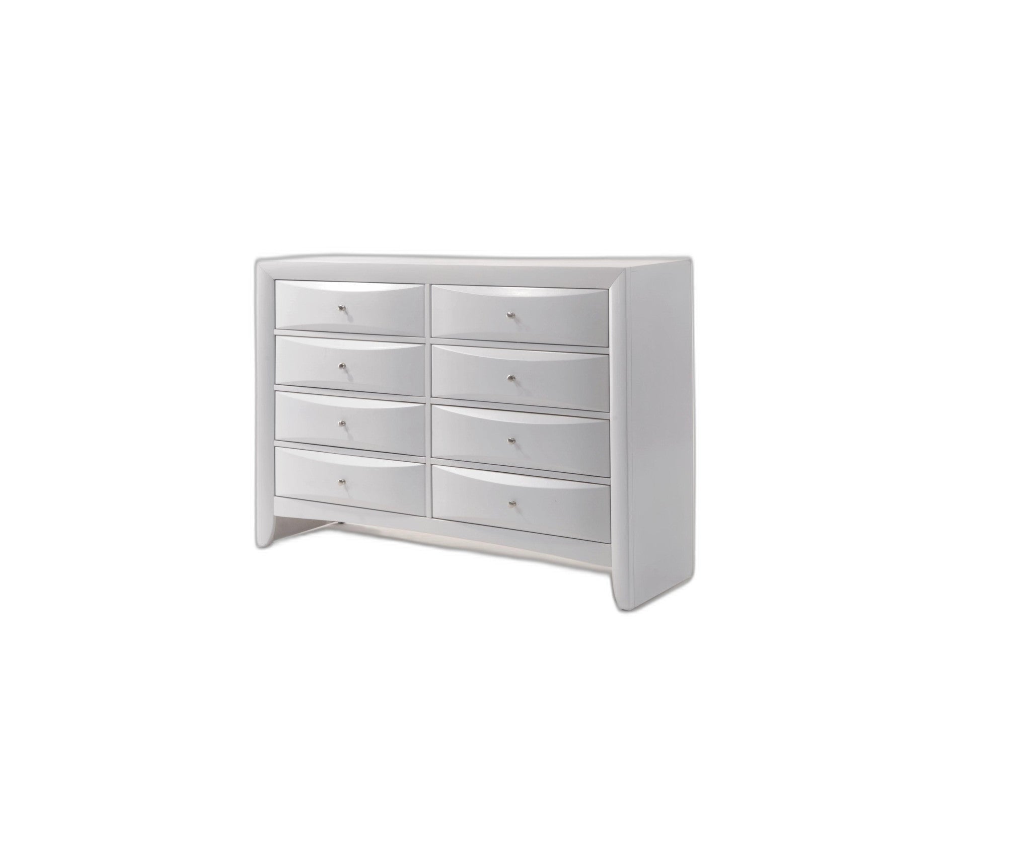 59" White Solid and Manufactured Wood Eight Drawer Double Dresser