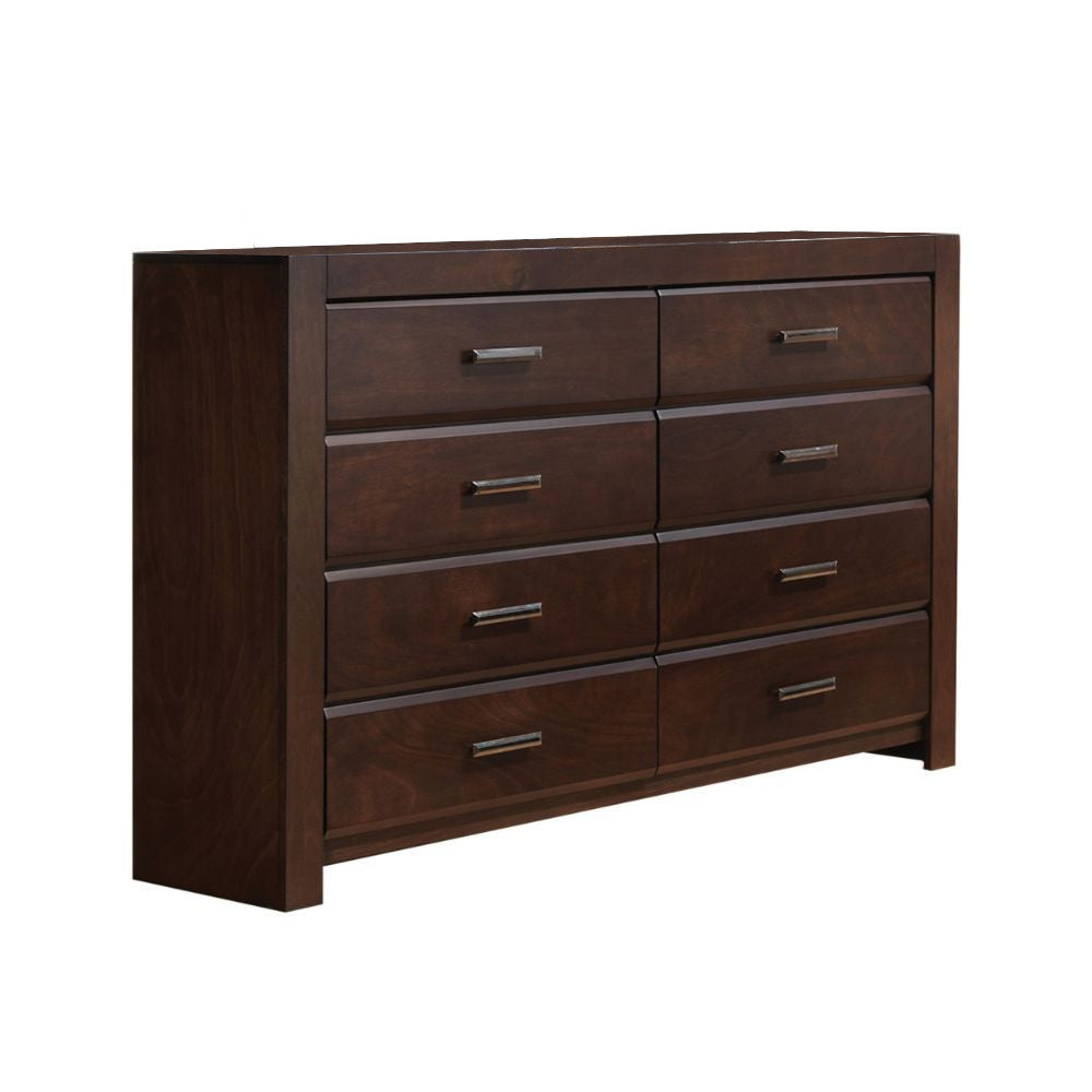 59" Brown Solid and Manufactured Wood Eight Drawer Double Dresser