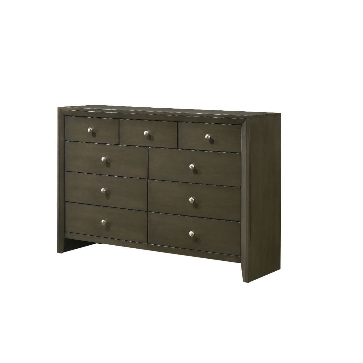55" Gray Solid and Manufactured Wood Nine Drawer Triple Dresser
