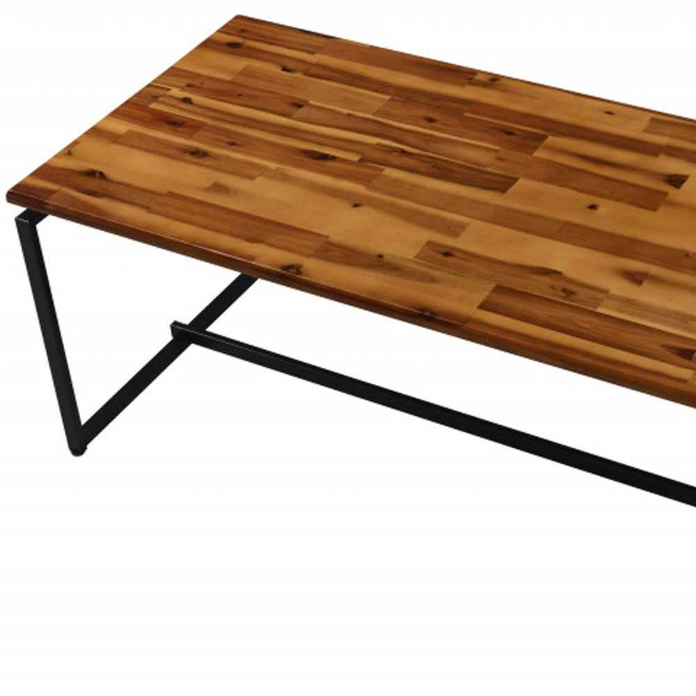 47" Black And Oak Pvc Veneer Rectangular Coffee Table