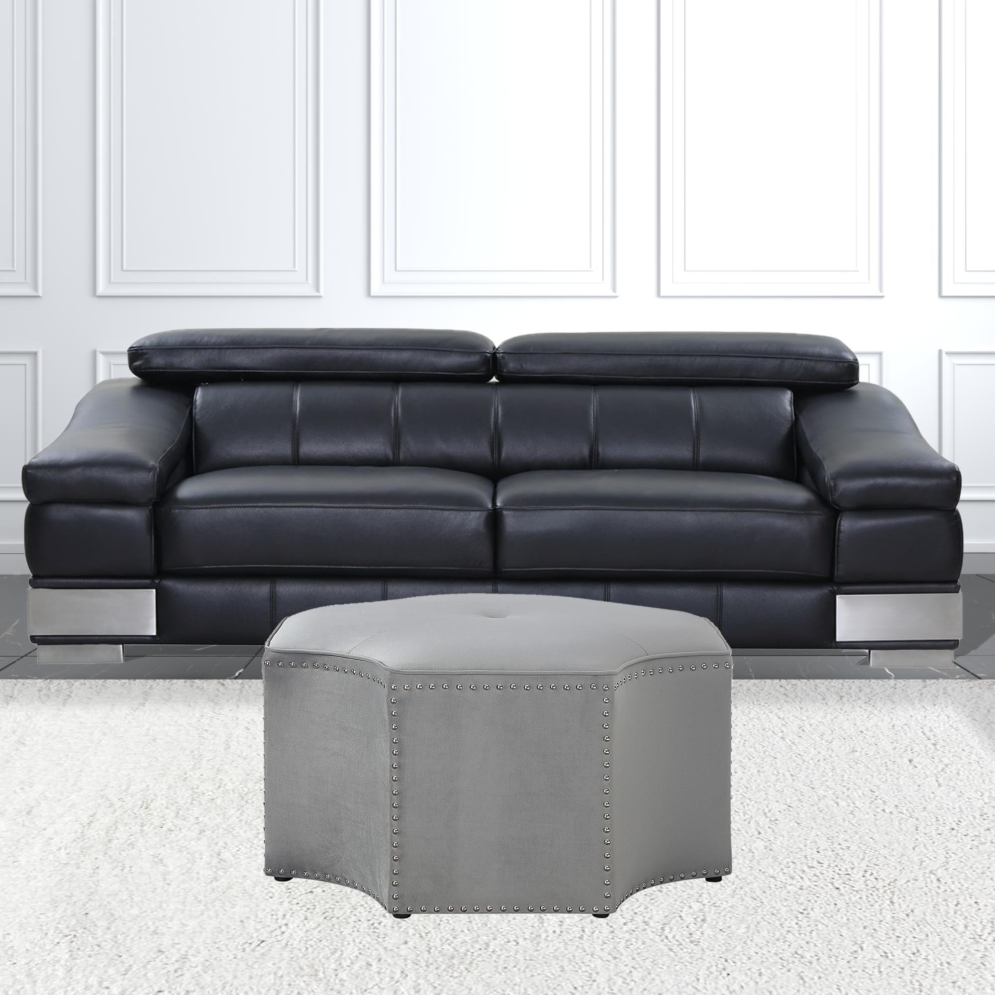 33" Black Velvet Specialty Cocktail Ottoman