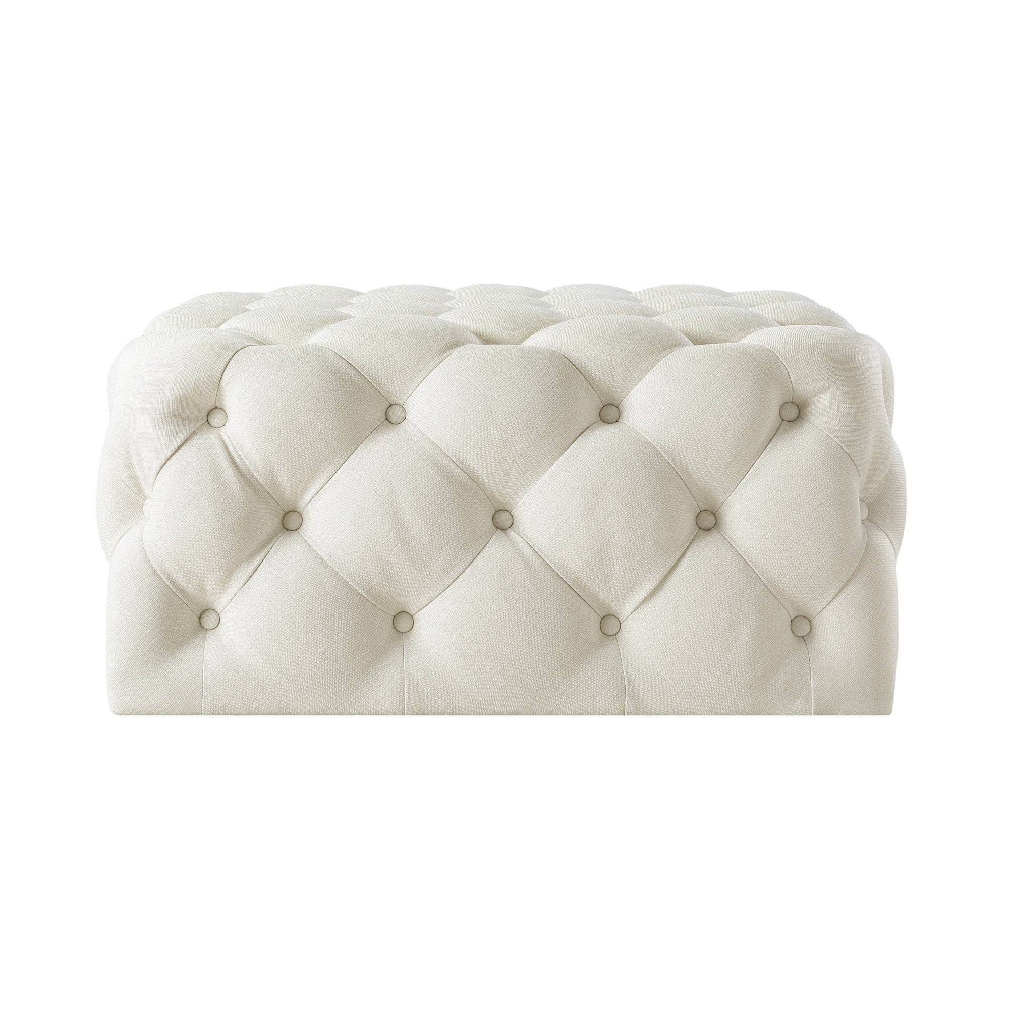 33" Blush Velvet Rolling Tufted Cocktail Ottoman