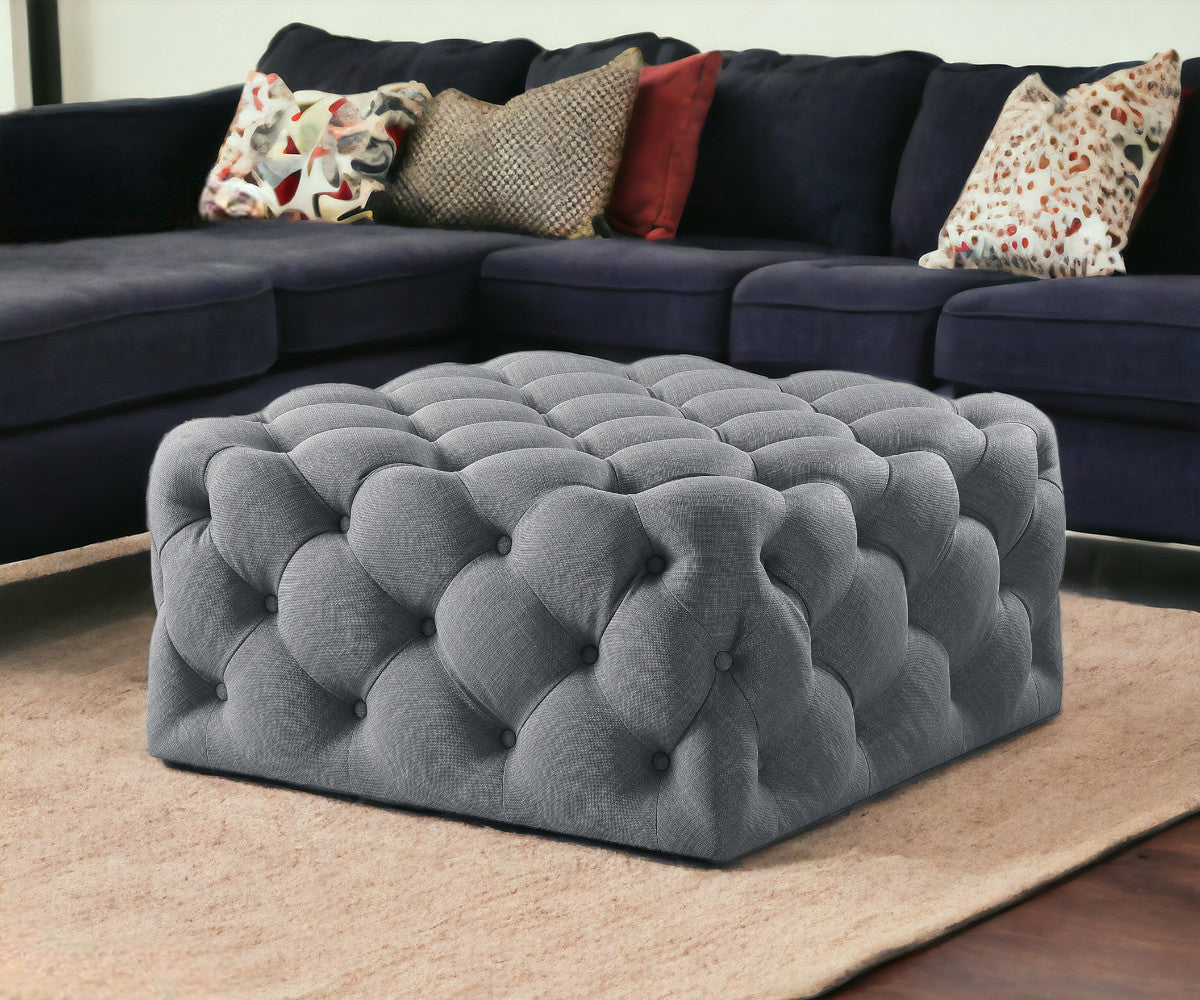 33" Blush Velvet Rolling Tufted Cocktail Ottoman