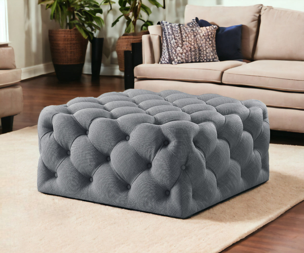 33" Blush Velvet Rolling Tufted Cocktail Ottoman