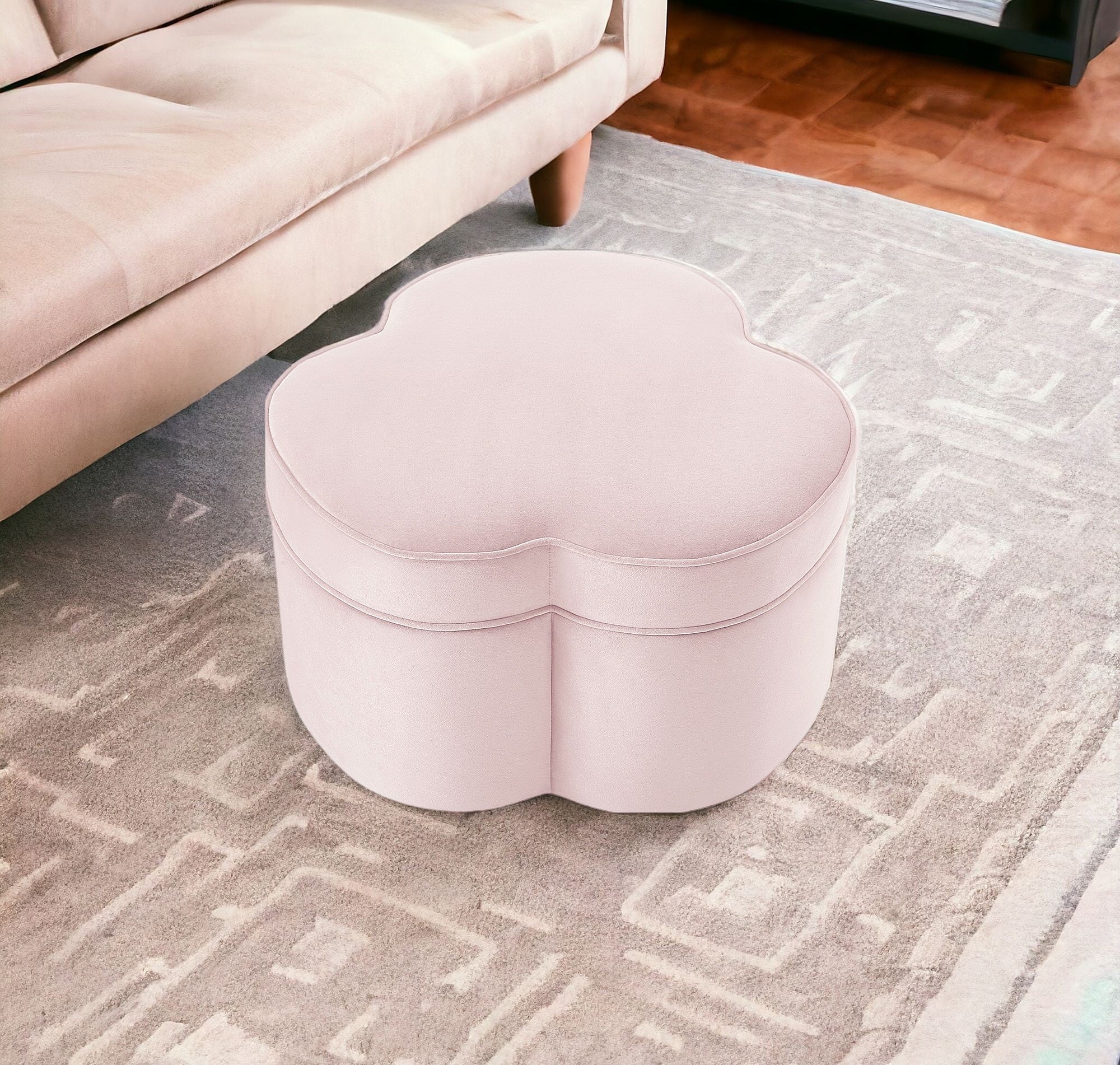 28" Blush Velvet Specialty Cocktail Ottoman