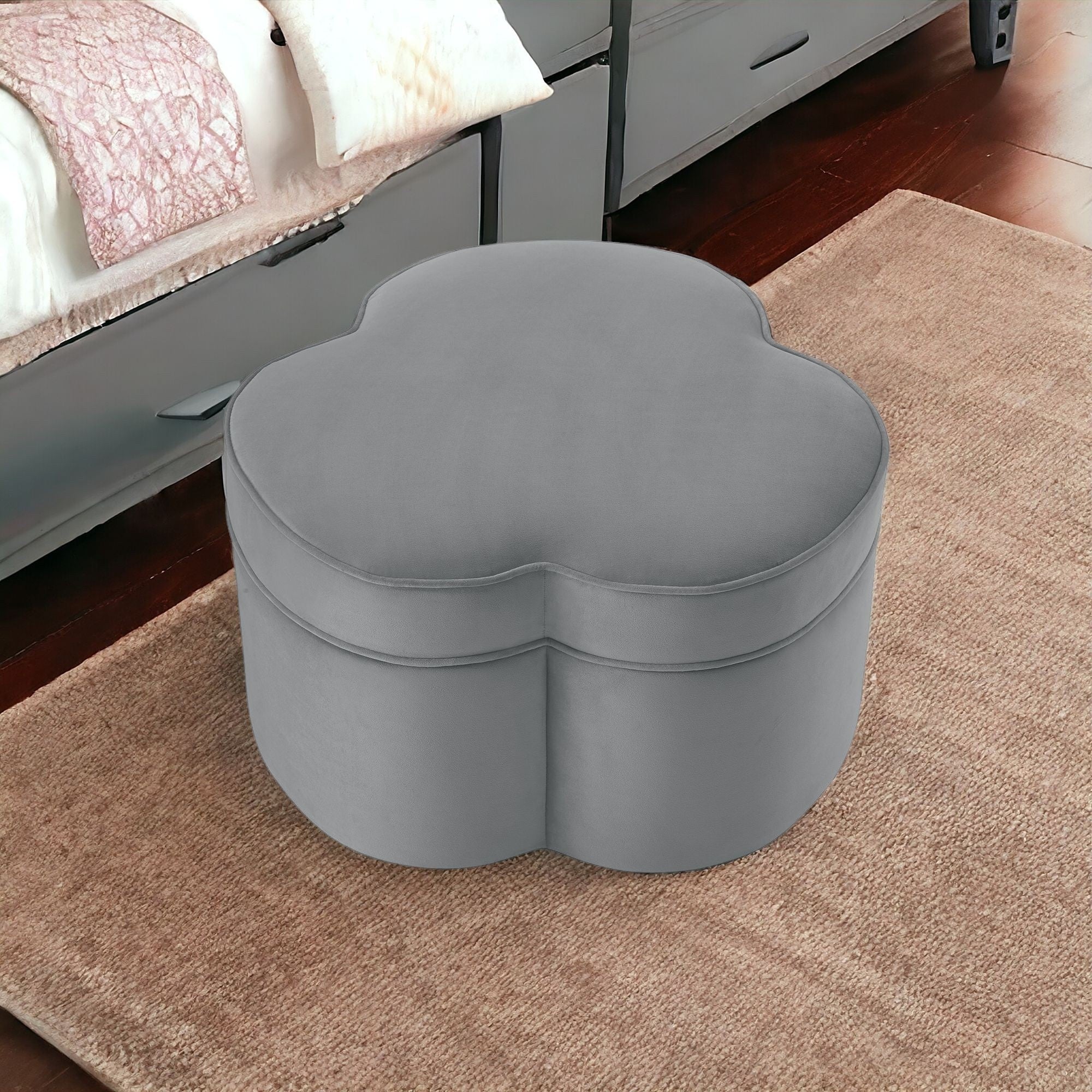 28" Blush Velvet Specialty Cocktail Ottoman