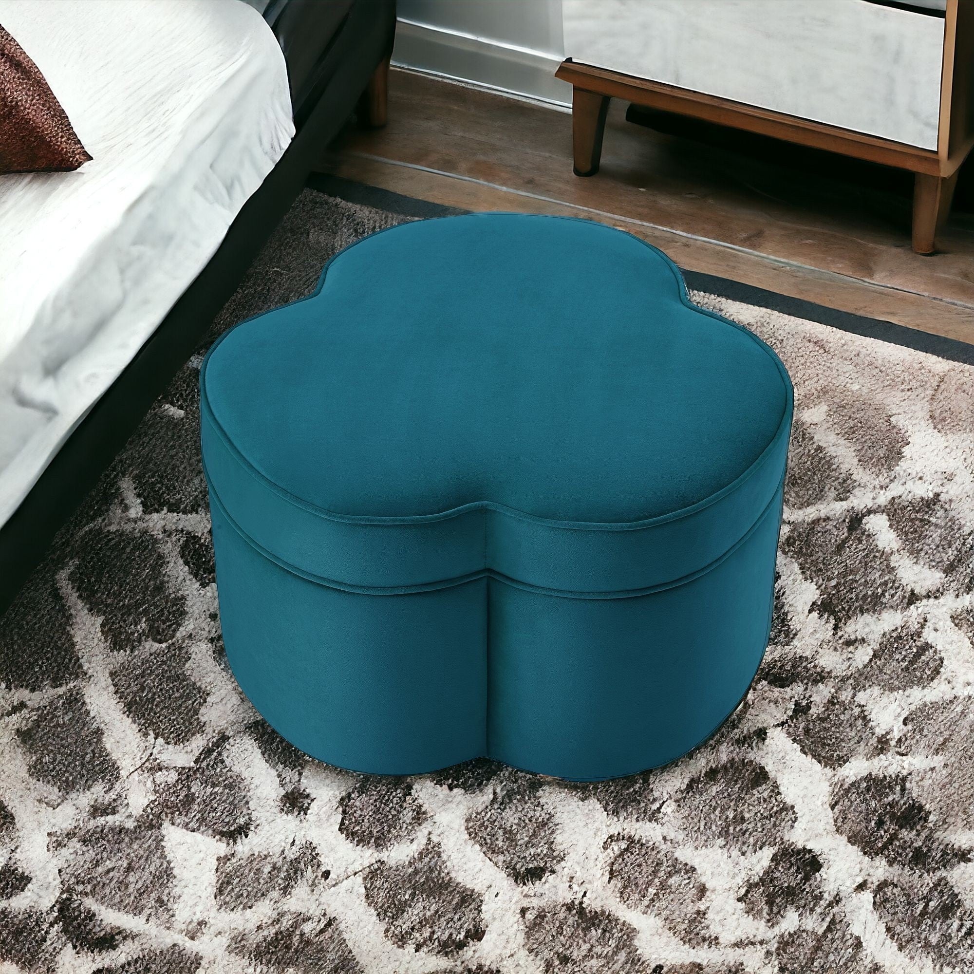 28" Blush Velvet Specialty Cocktail Ottoman