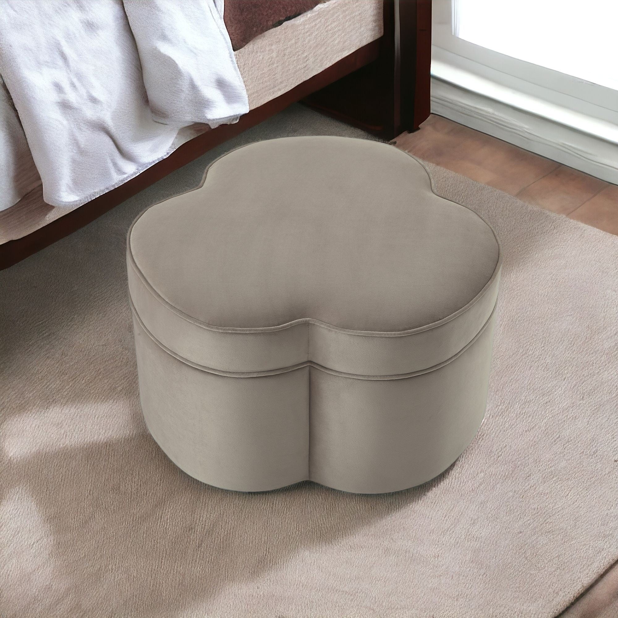 28" Blush Velvet Specialty Cocktail Ottoman