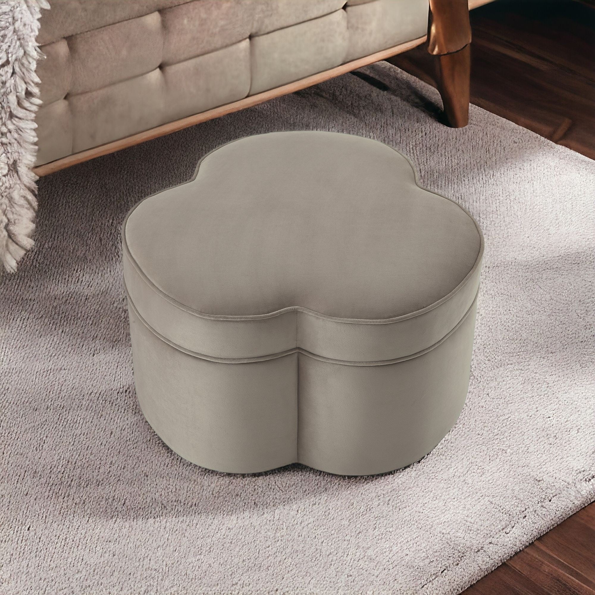 28" Blush Velvet Specialty Cocktail Ottoman