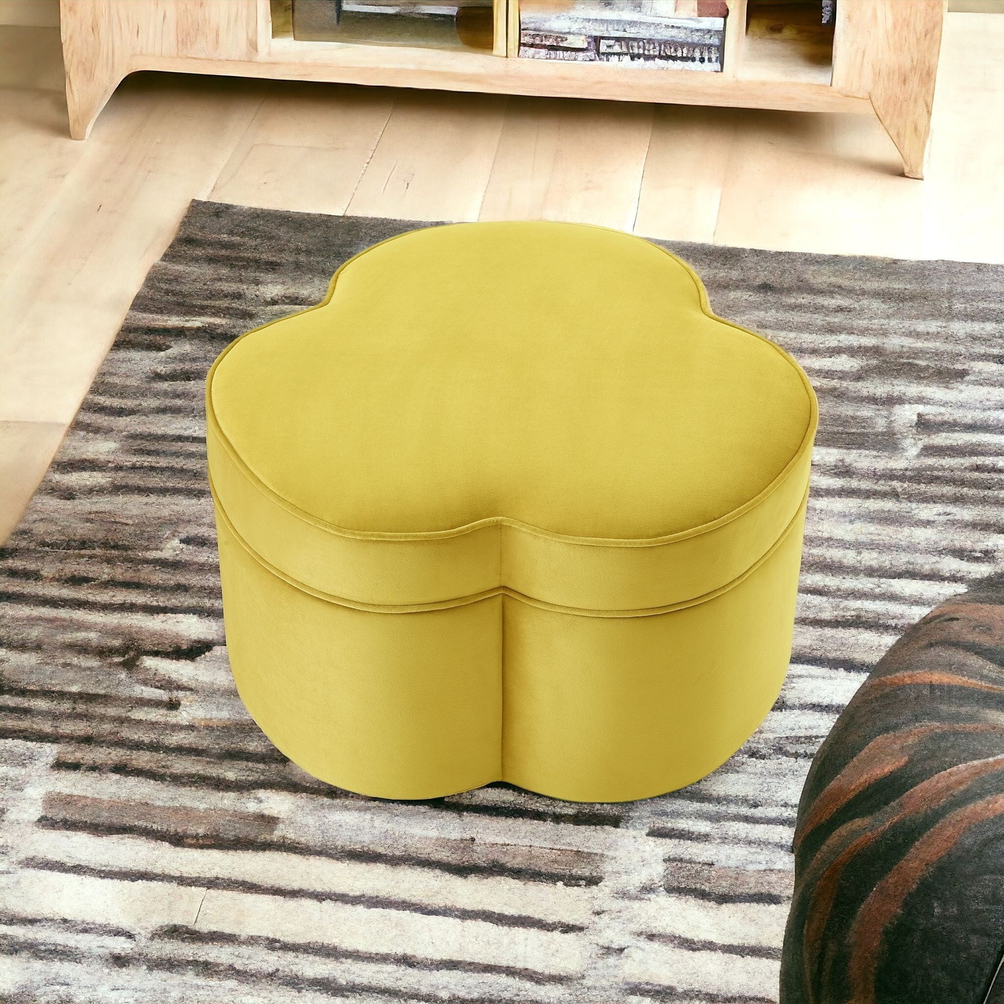 28" Blush Velvet Specialty Cocktail Ottoman