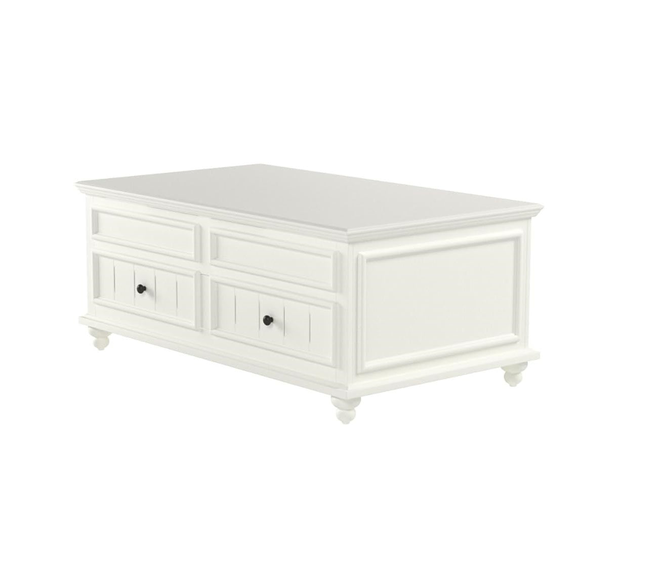 48" White Lift Top Coffee Table With Two Drawers