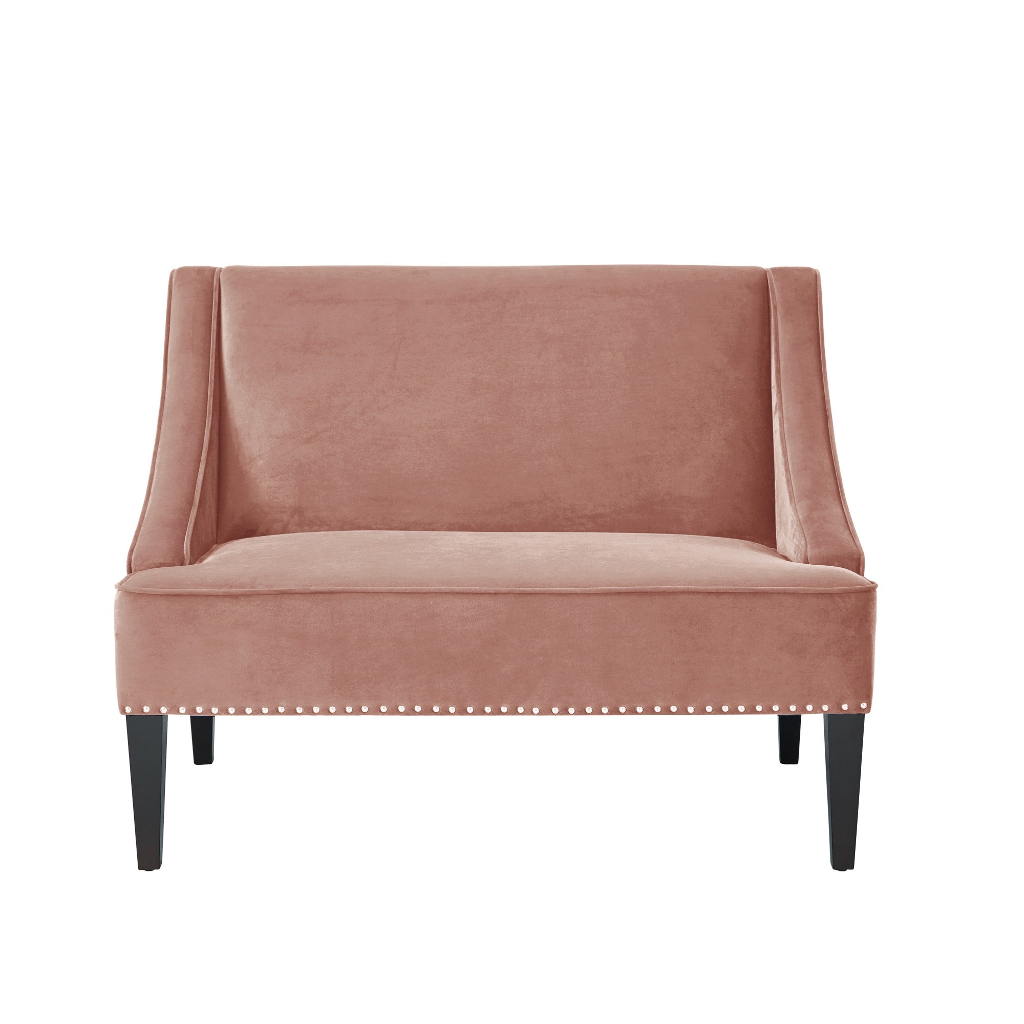 45" Blush And Brown Upholstered Velvet Bench