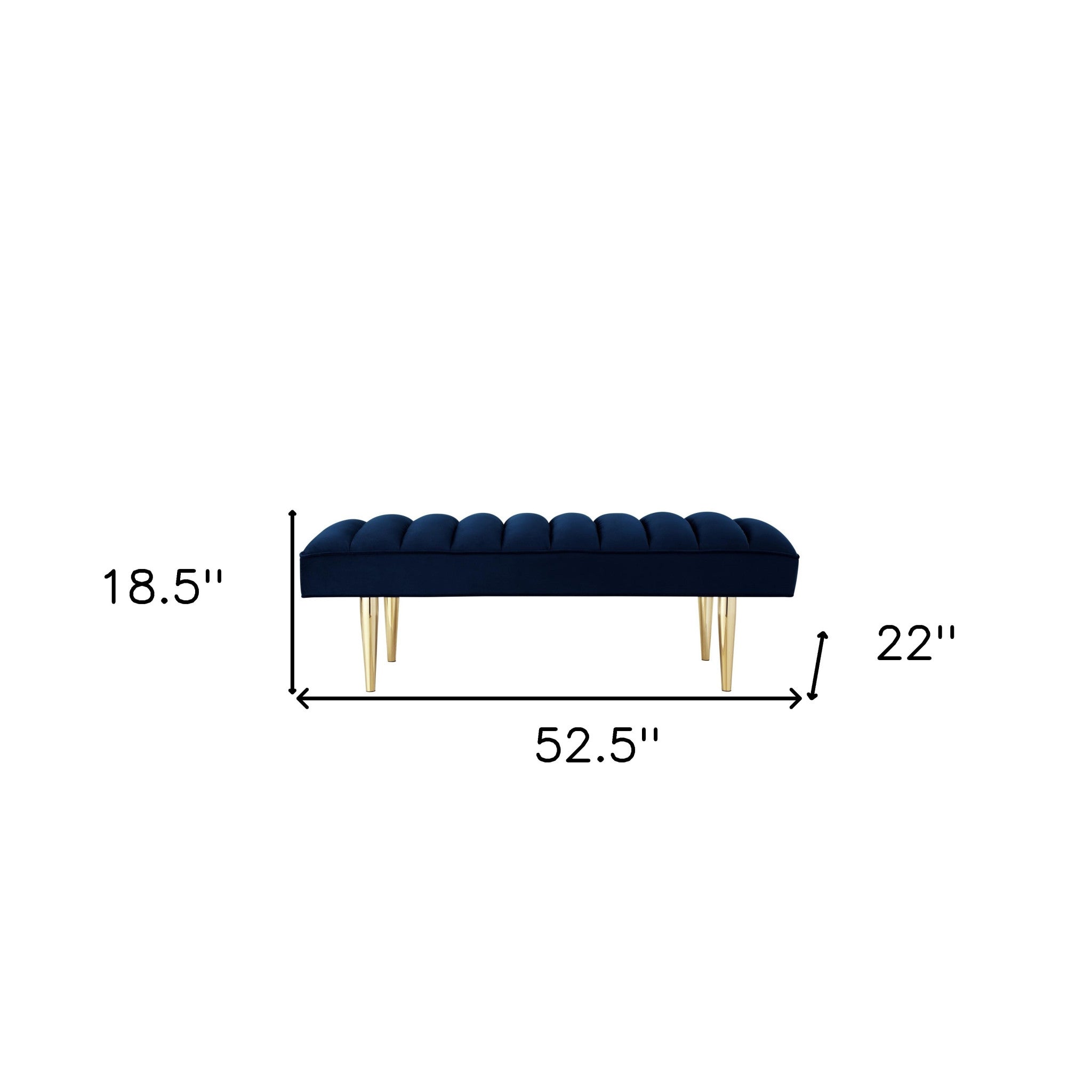 53" Light Gray And Gold Upholstered Velvet Bench