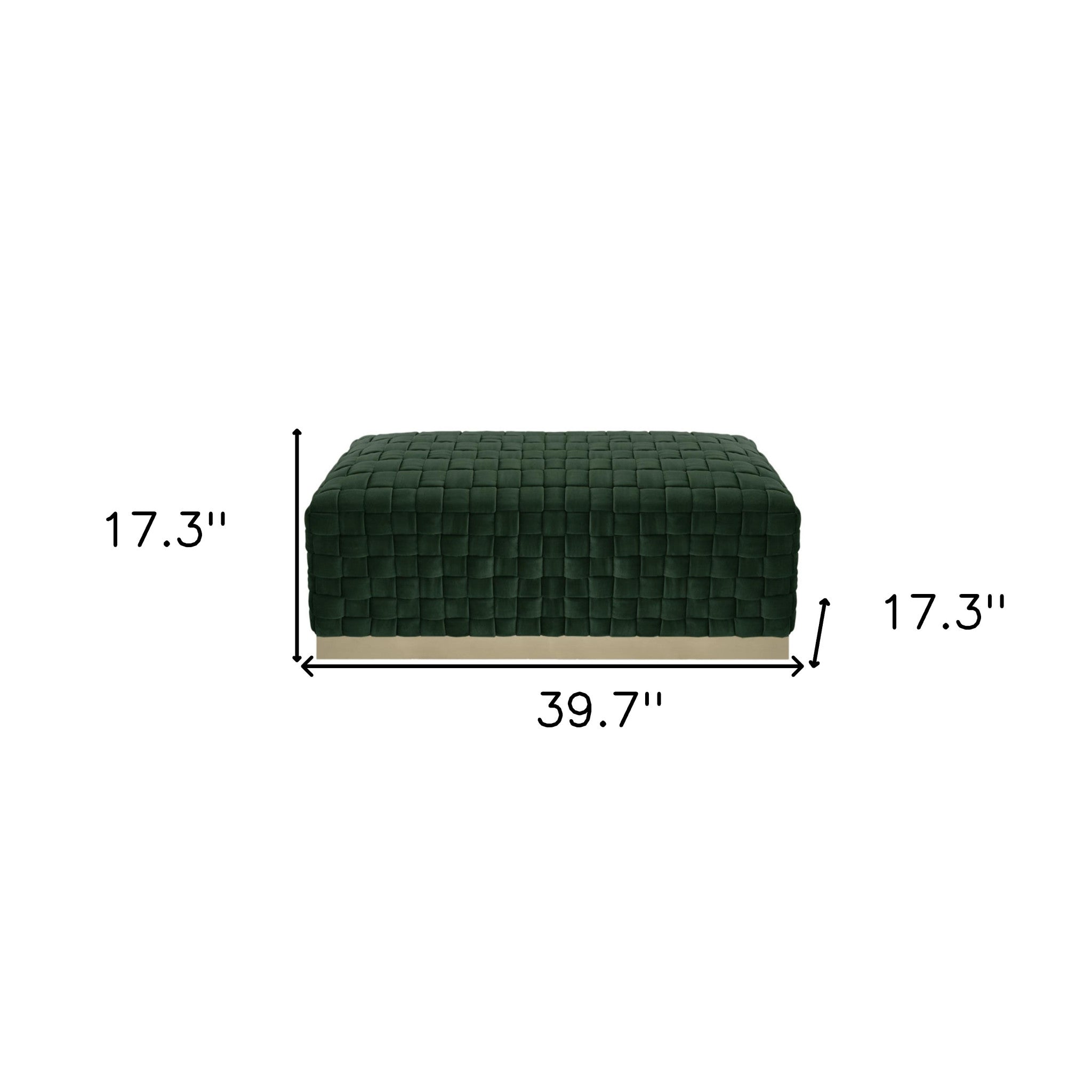 40" Hunter Green And Gold Upholstered Velvet Bench