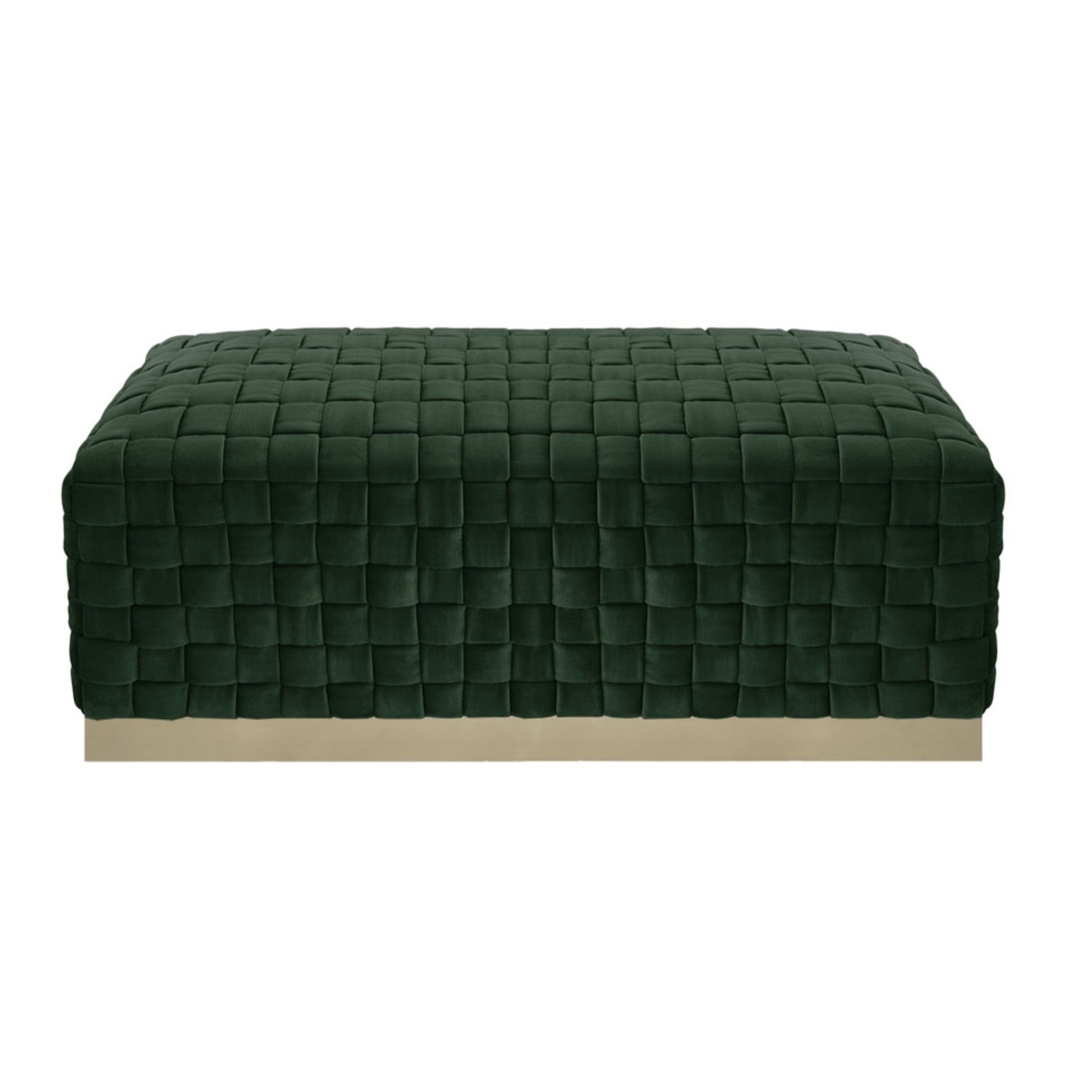 40" Hunter Green And Gold Upholstered Velvet Bench