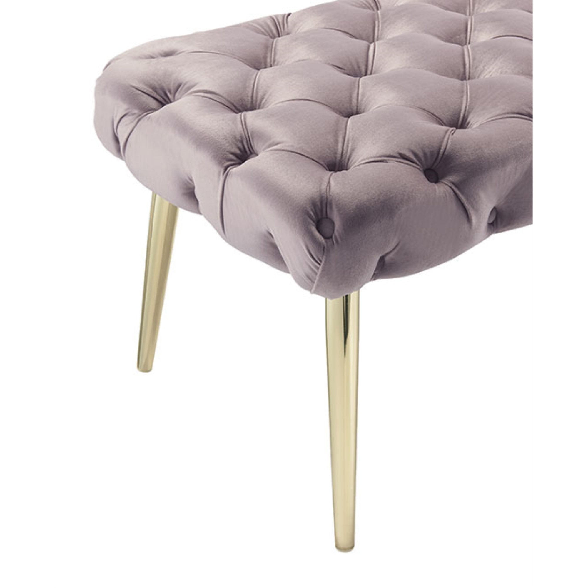 48" Lilac And Gold Upholstered Velvet Bench