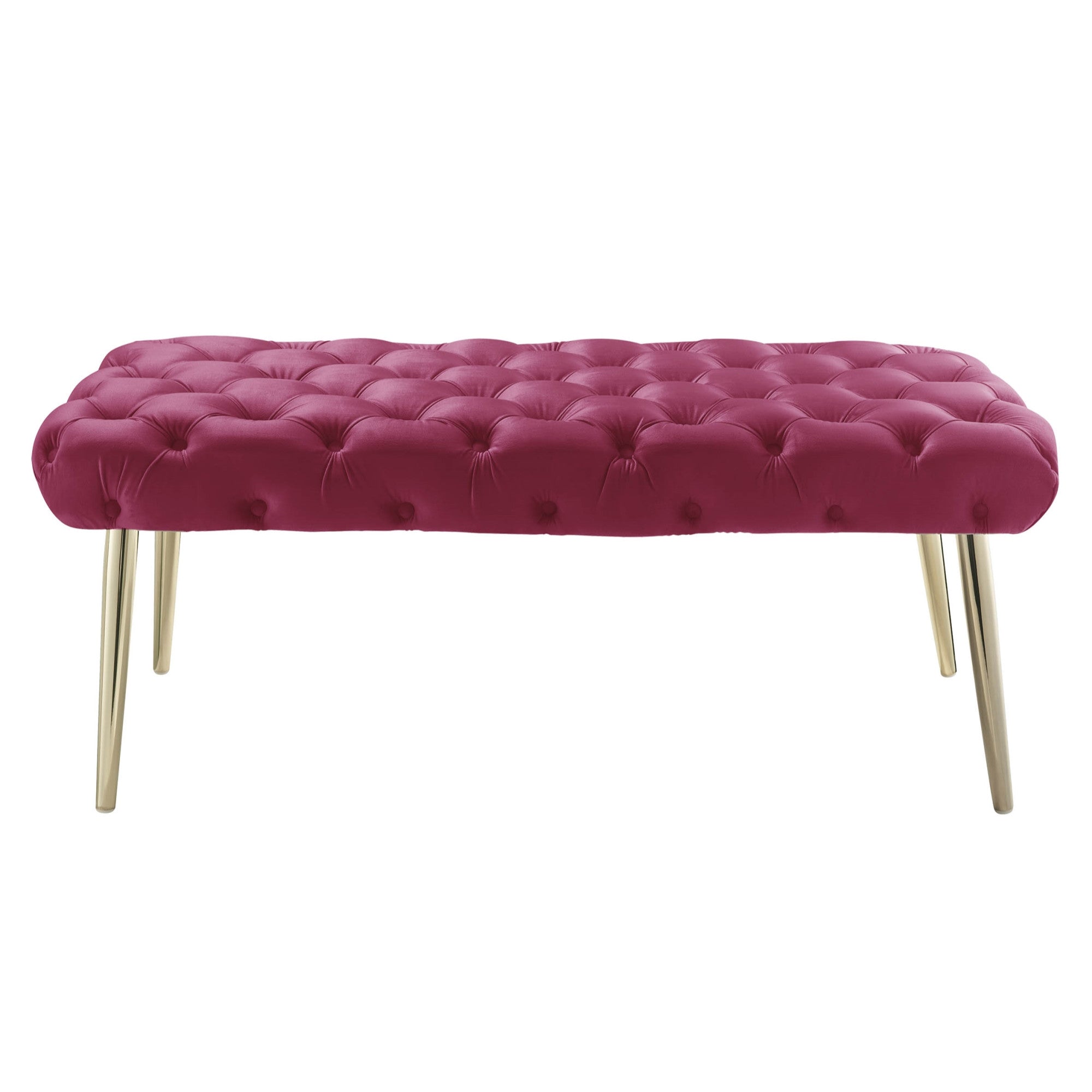 48" Lilac And Gold Upholstered Velvet Bench