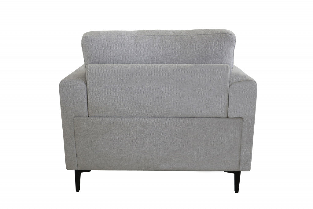 41" Light Gray And Black Linen Arm Chair