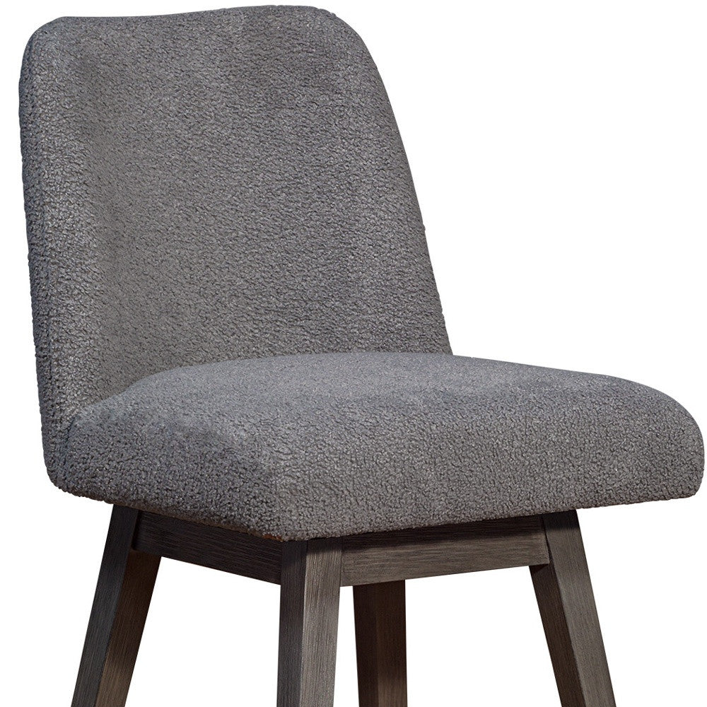 26" Gray Solid Wood Swivel Bar Height Bar Chair