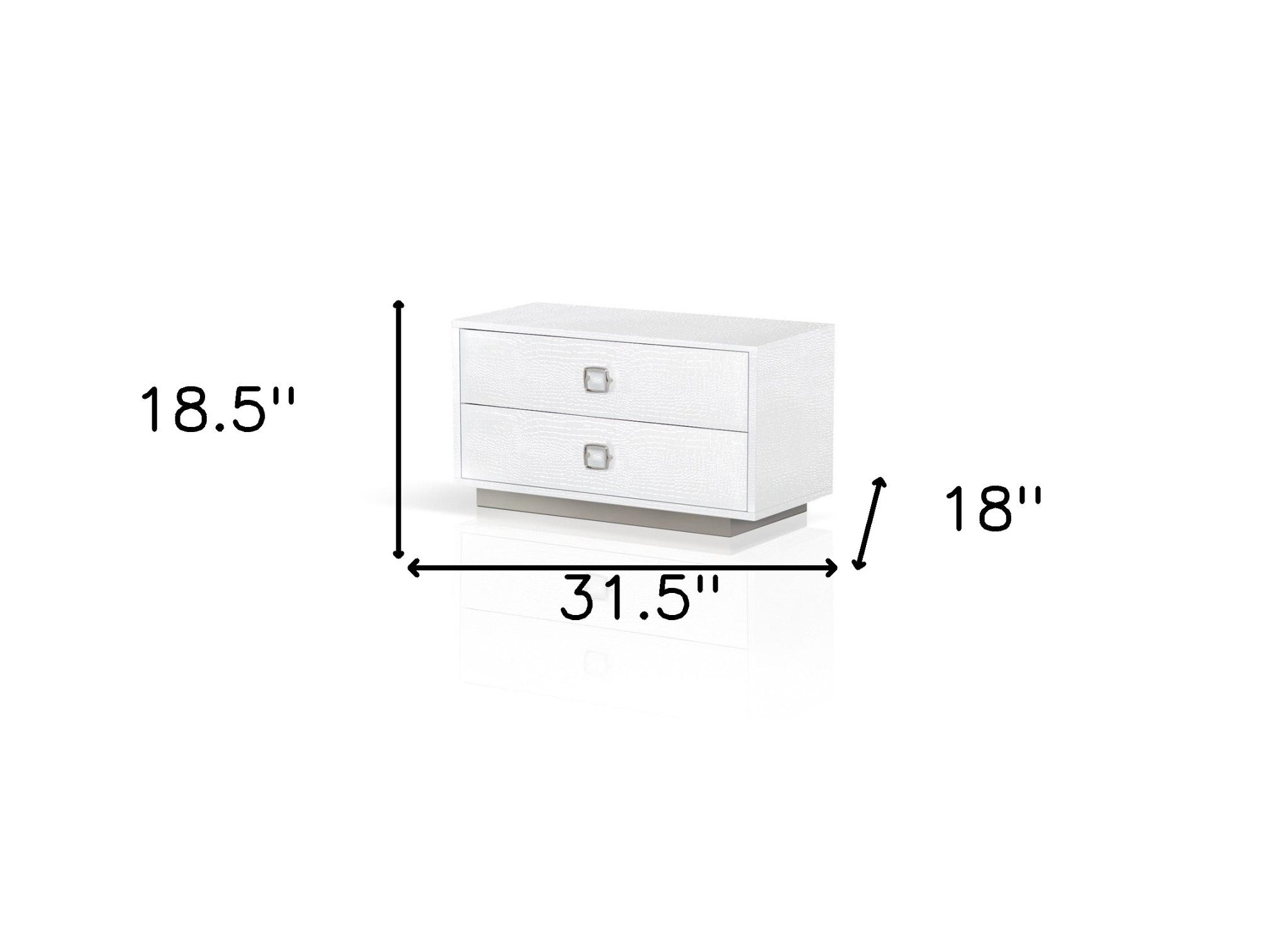 19" White Two Drawer Nightstand