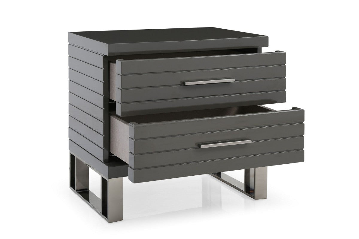 23" Silver and Gray Two Drawer Nightstand