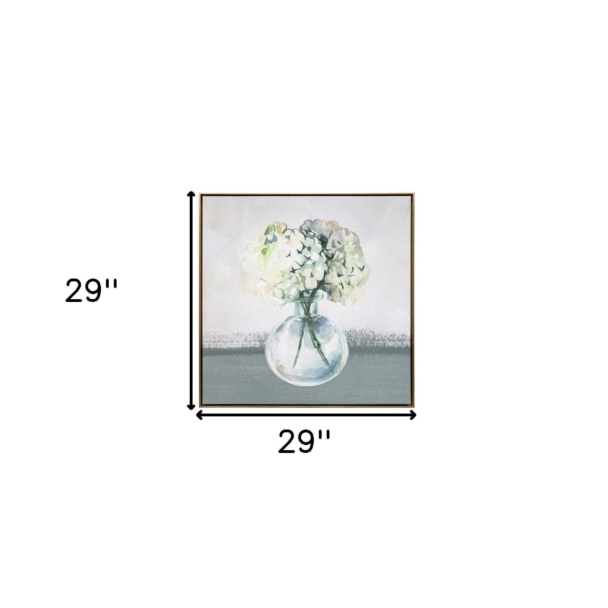 Hydrangea in Vase Gold Floater Frame p-Oxybis(benzenesulfonyl hydrazide) Wall Art