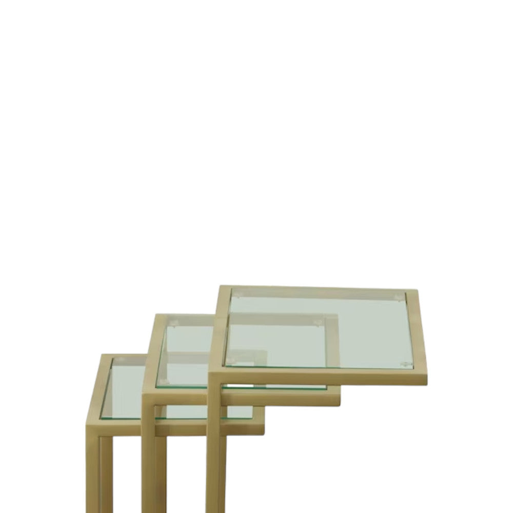 24" Gold Glass Rectangular End Table