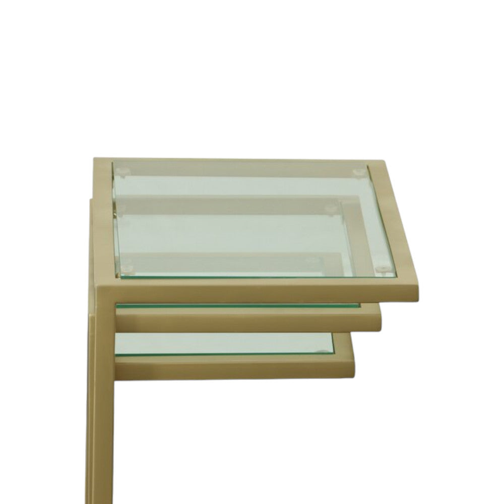 24" Gold Glass Rectangular End Table