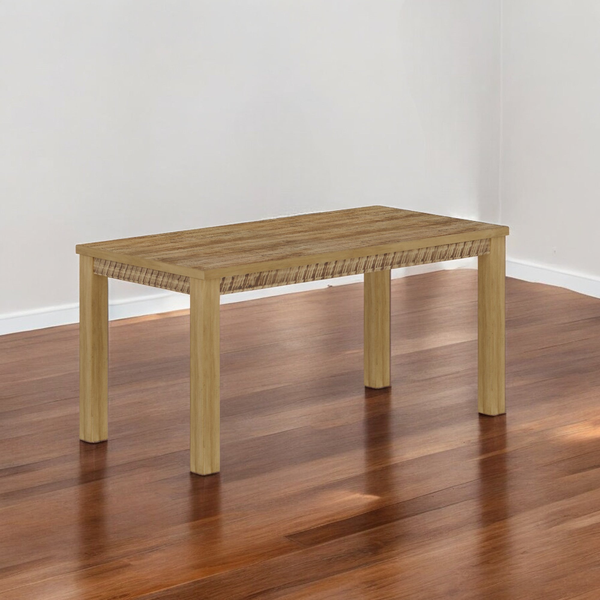 35" Walnut Light Brown Rectangular Solid Wood Dining Table