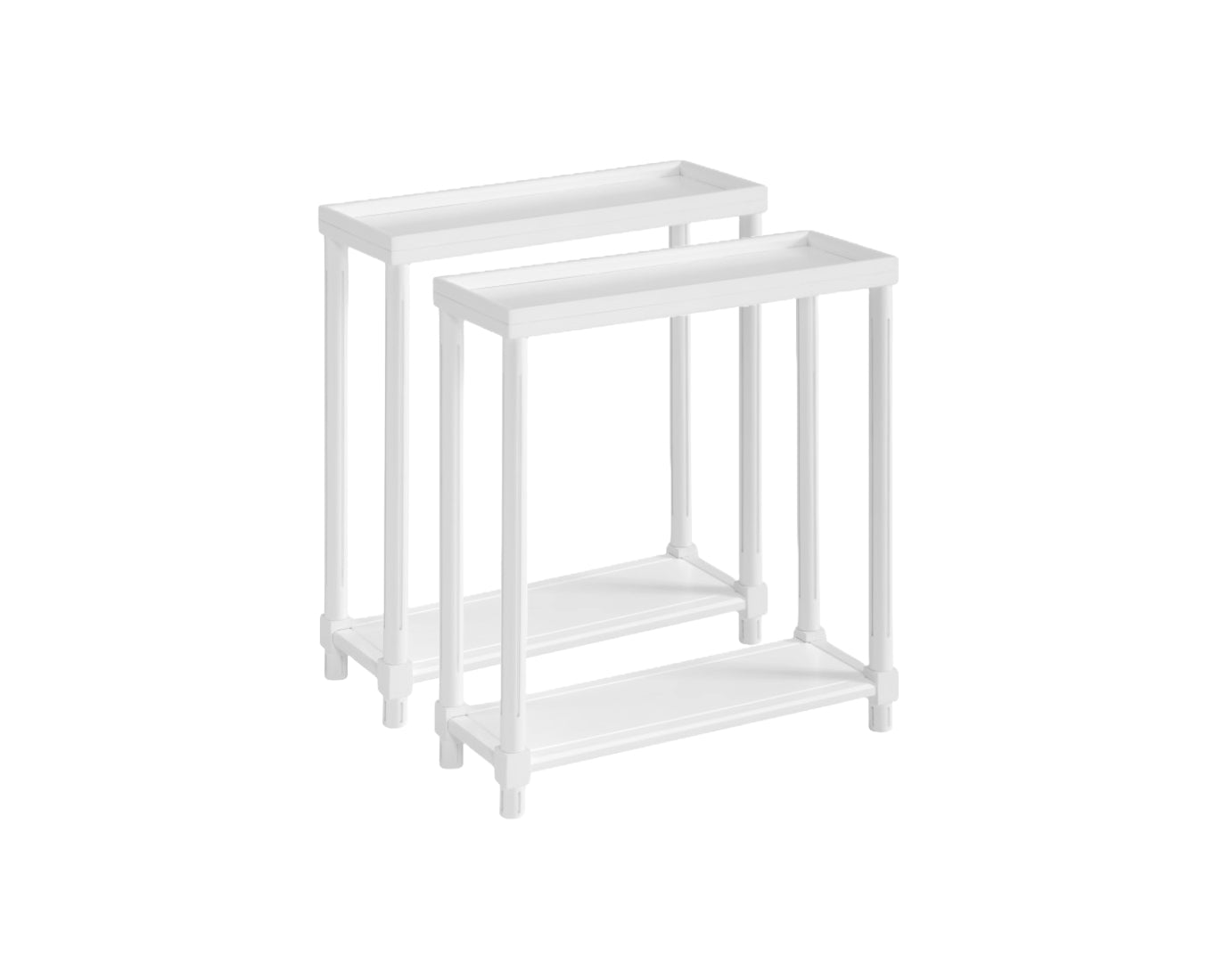 Set Of Two 24" White Narrow Wood End Tables With Shelf