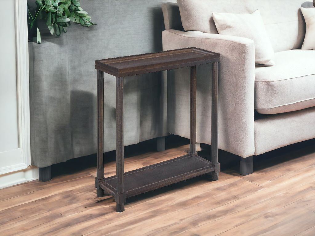 Set of Two 24" Espresso Solid Wood End Tables With Shelf