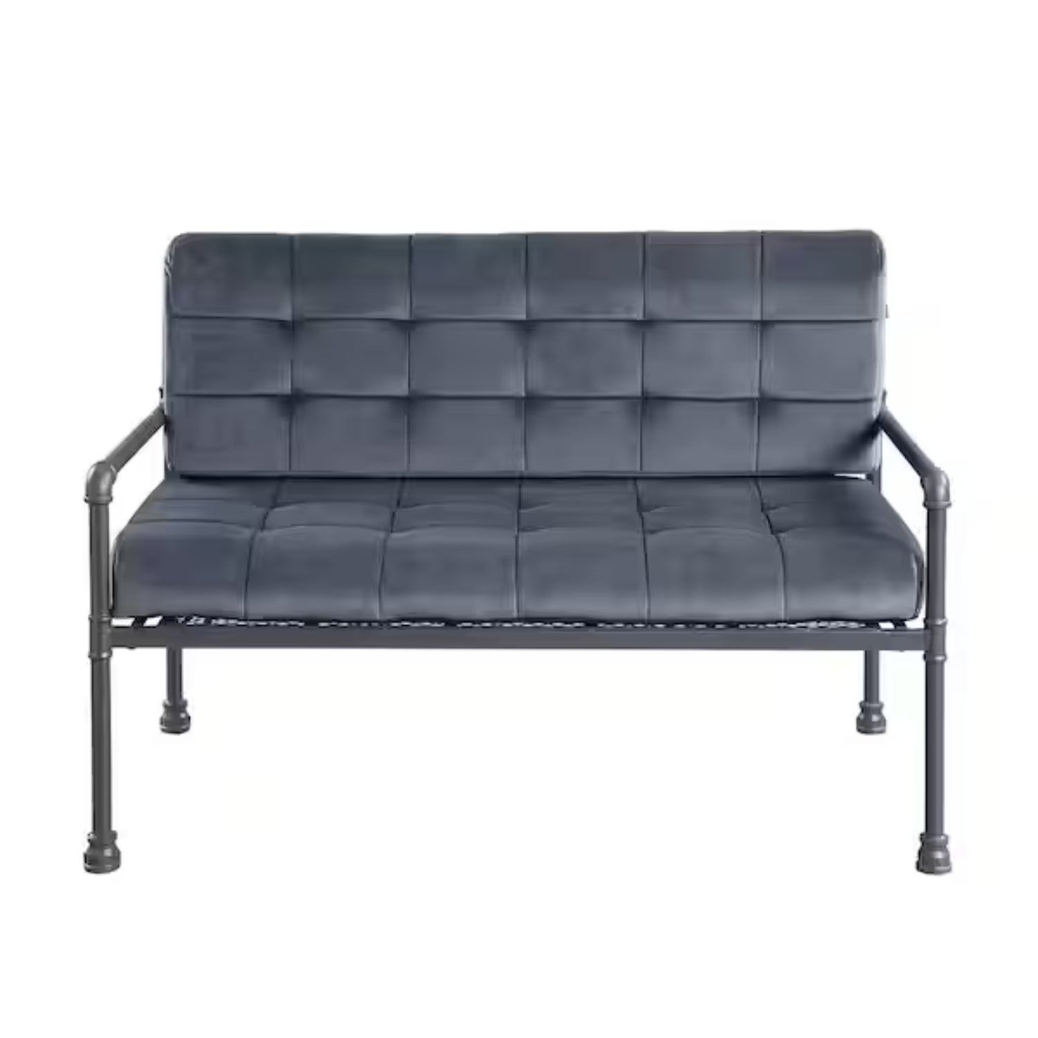 51" Gray Tufted Velvet And Gray Love Seat